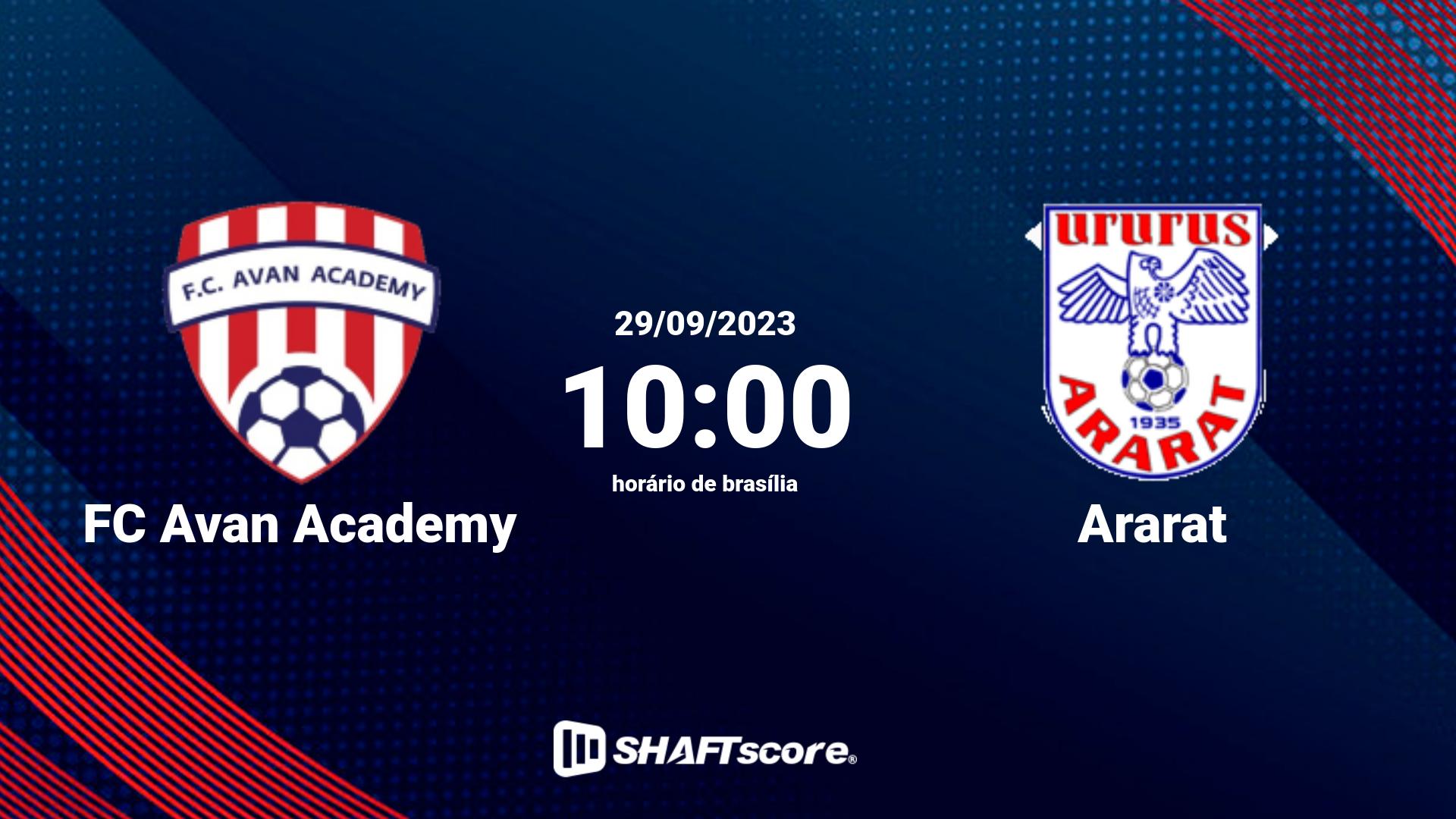 Estatísticas do jogo FC Avan Academy vs Ararat 29.09 10:00