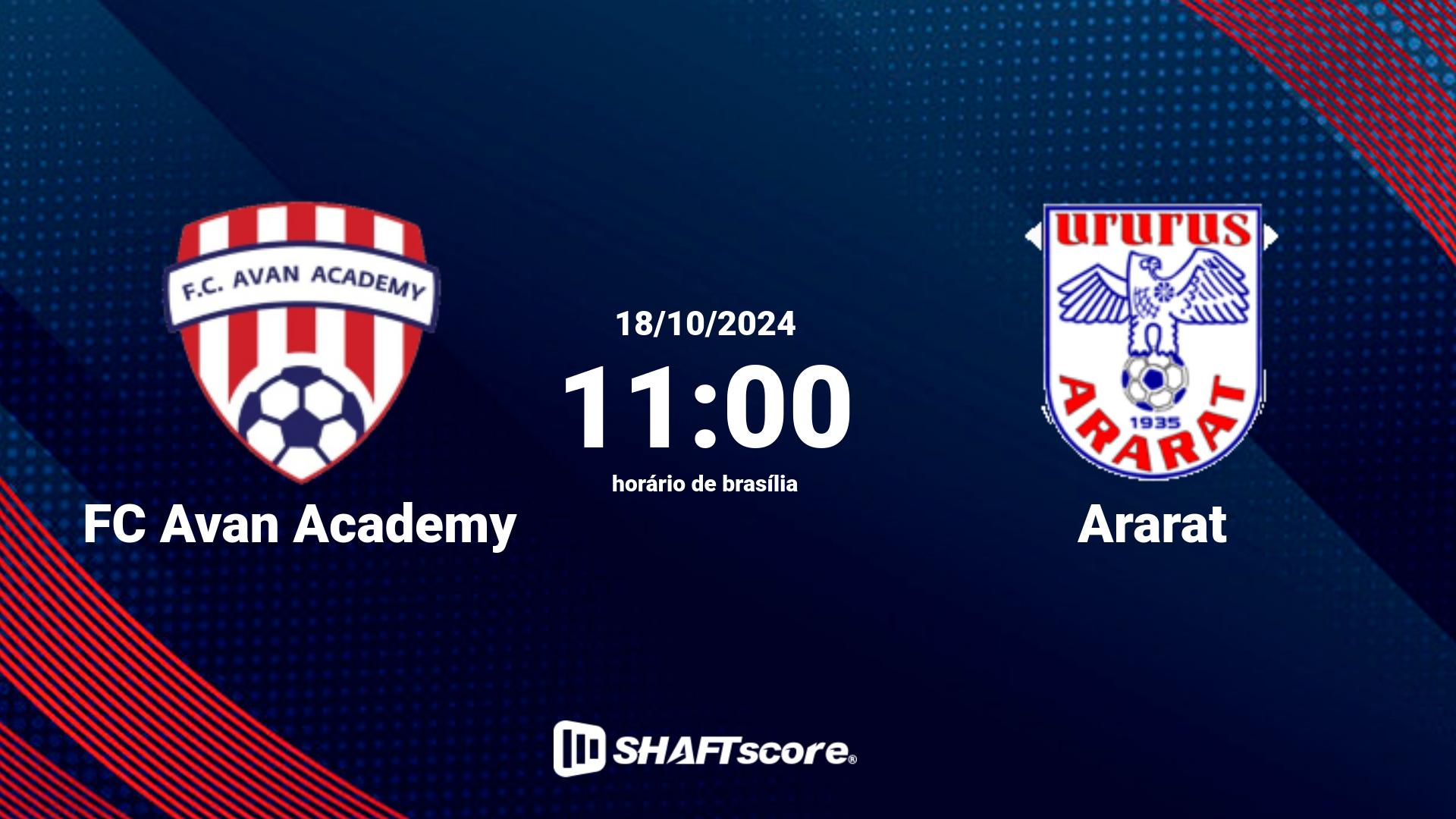 Estatísticas do jogo FC Avan Academy vs Ararat 18.10 11:00