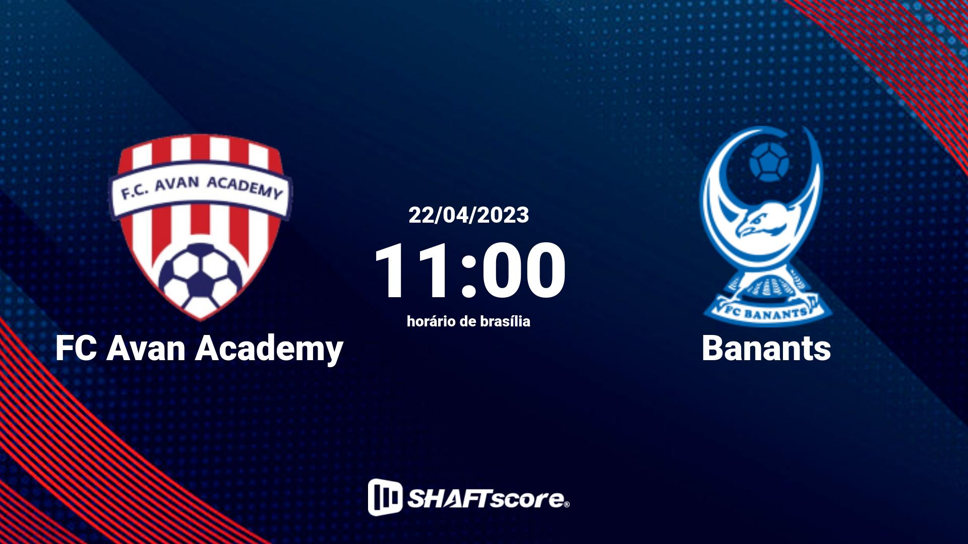 Estatísticas do jogo FC Avan Academy vs Banants 22.04 11:00