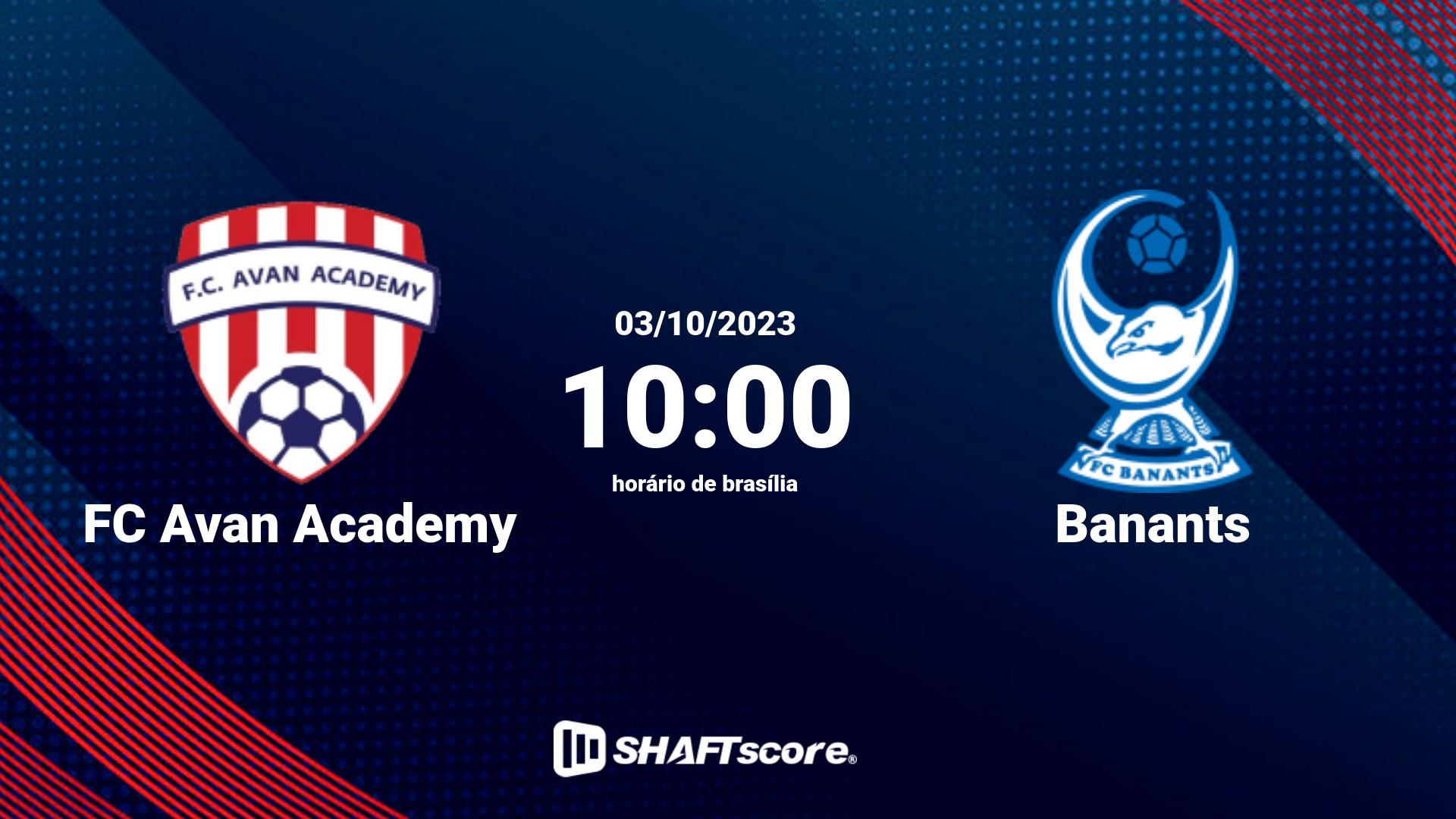 Estatísticas do jogo FC Avan Academy vs Banants 03.10 10:00