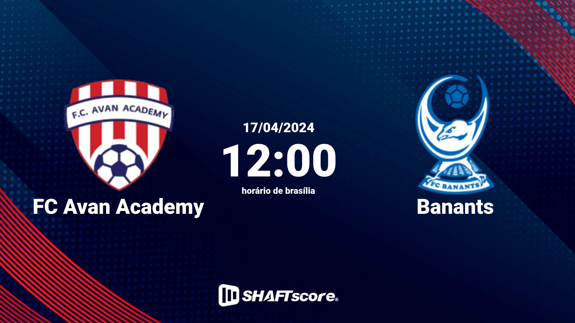 Estatísticas do jogo FC Avan Academy vs Banants 17.04 12:00