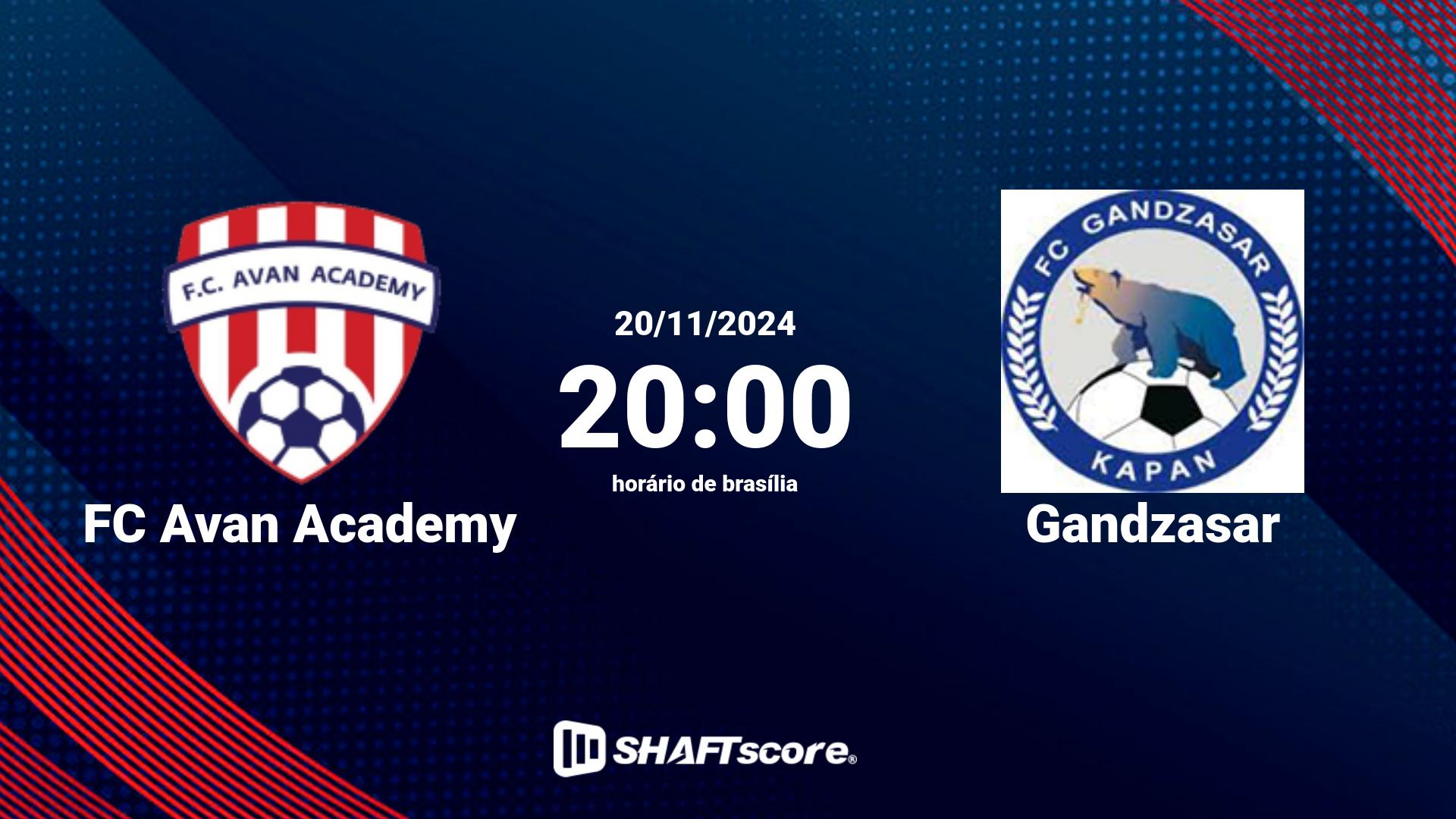 Estatísticas do jogo FC Avan Academy vs Gandzasar 20.11 20:00