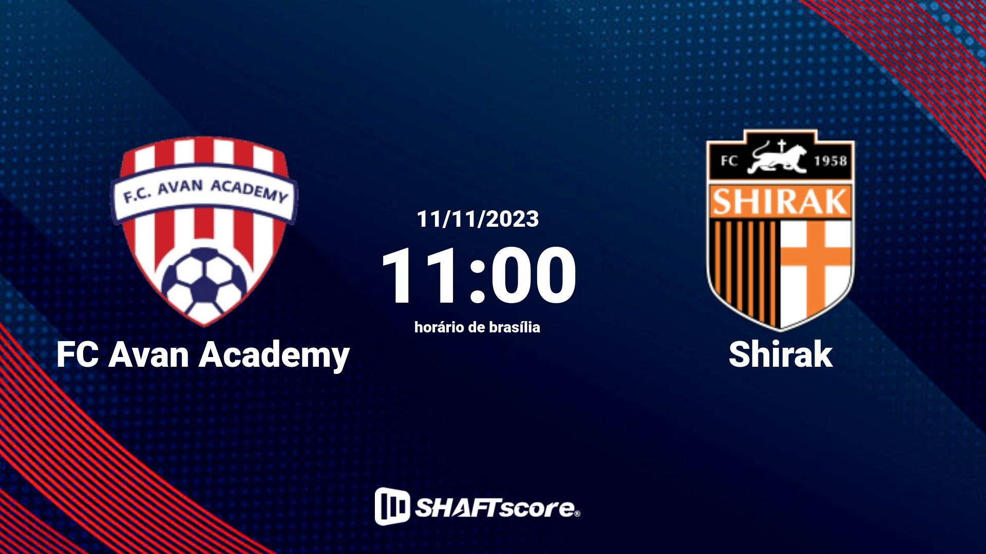 Estatísticas do jogo FC Avan Academy vs Shirak 11.11 11:00