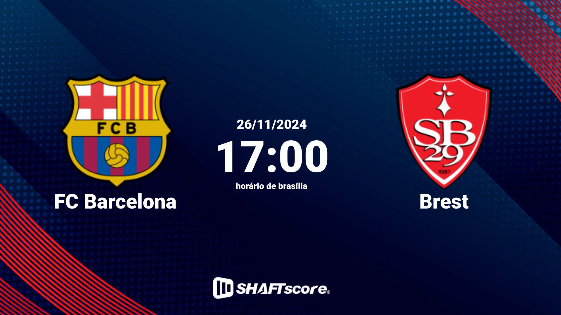 Estatísticas do jogo FC Barcelona vs Brest 26.11 17:00