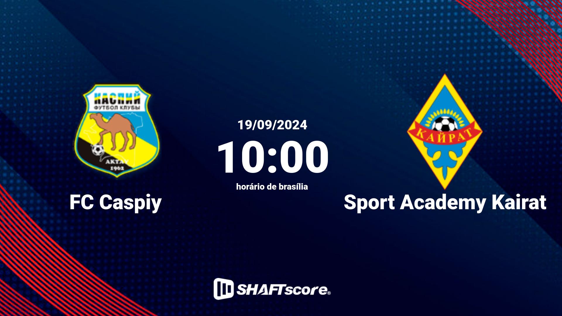 Estatísticas do jogo FC Caspiy vs Sport Academy Kairat 19.09 10:00