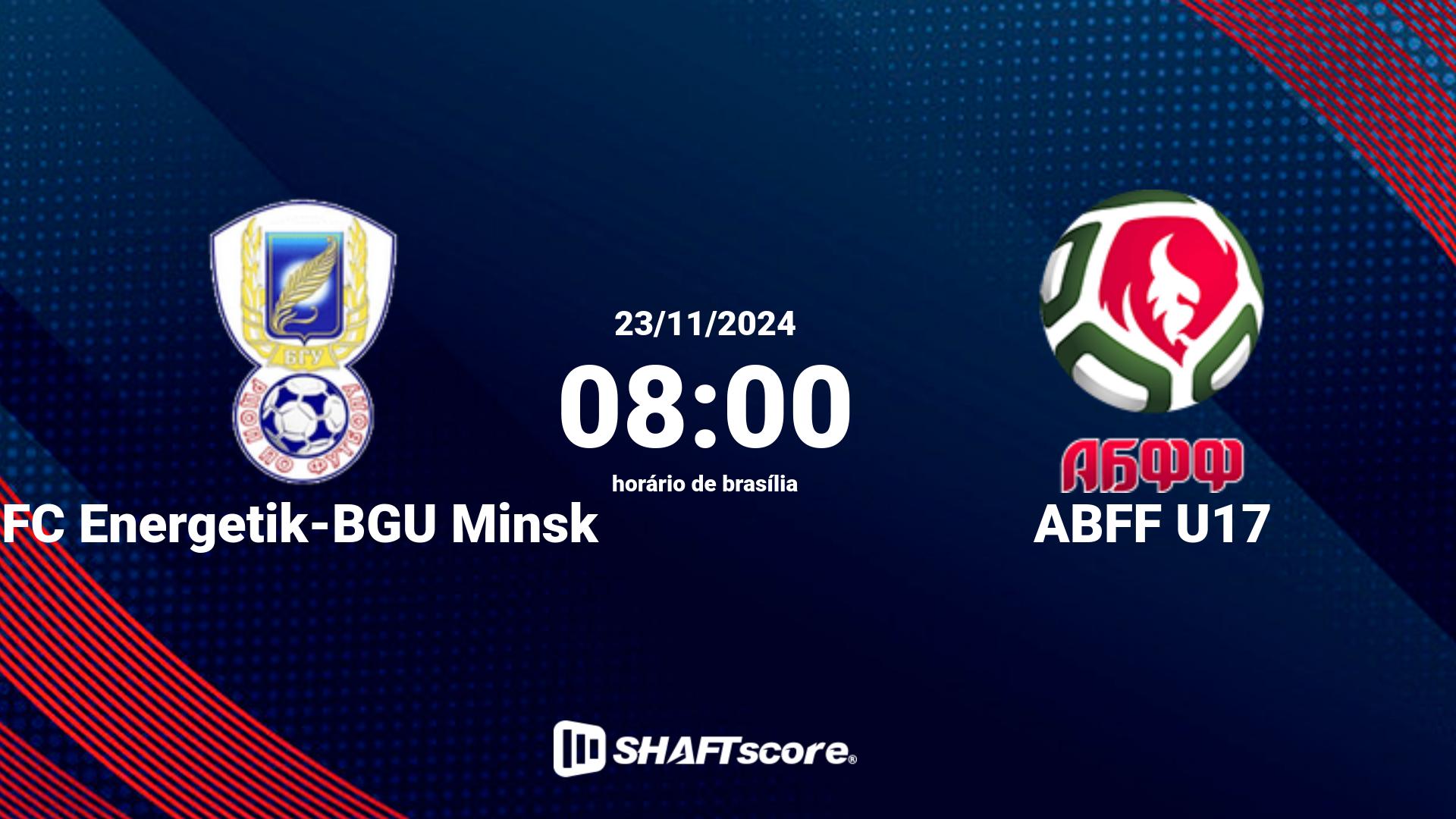 Estatísticas do jogo FC Energetik-BGU Minsk vs ABFF U17 23.11 08:00