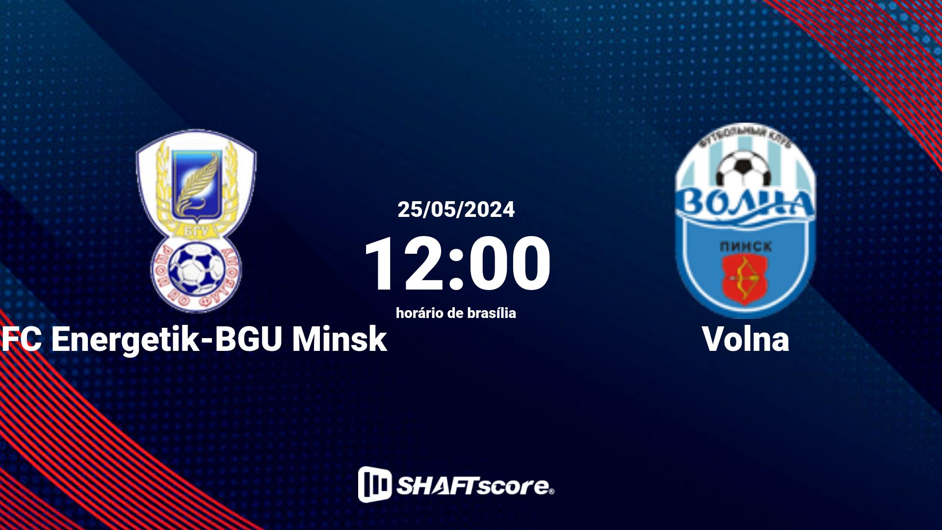 Estatísticas do jogo FC Energetik-BGU Minsk vs Volna 25.05 12:00