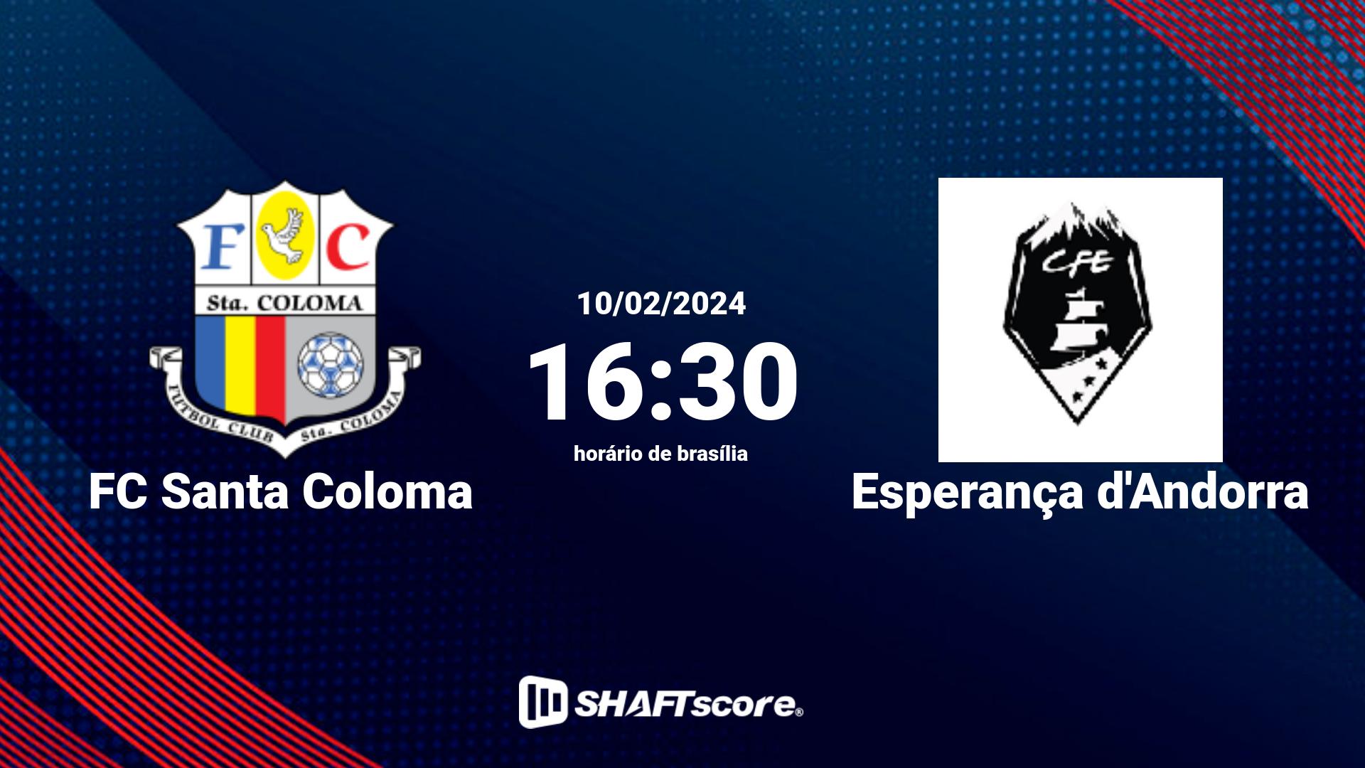 Estatísticas do jogo FC Santa Coloma vs Esperança d'Andorra 10.02 16:30