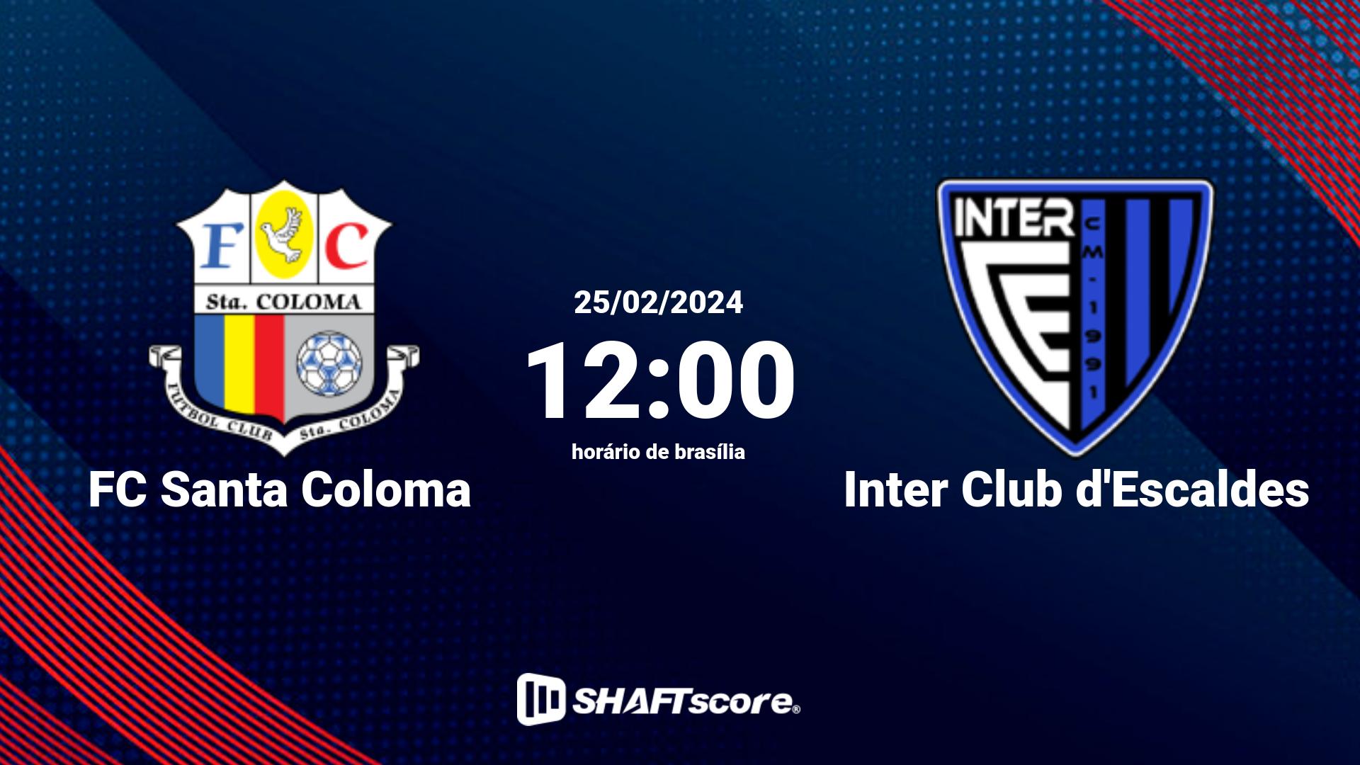 Estatísticas do jogo FC Santa Coloma vs Inter Club d'Escaldes 25.02 12:00