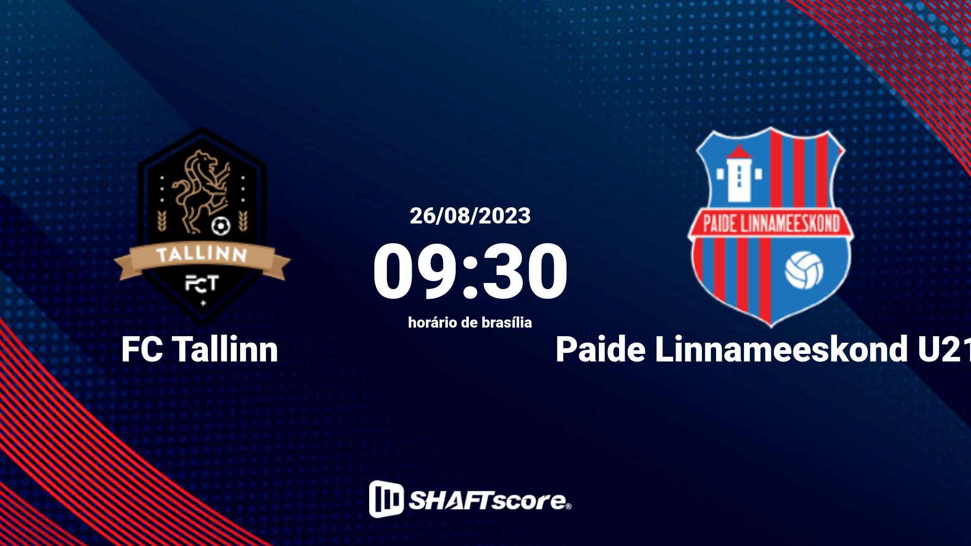 Estatísticas do jogo FC Tallinn vs Paide Linnameeskond U21 26.08 09:30