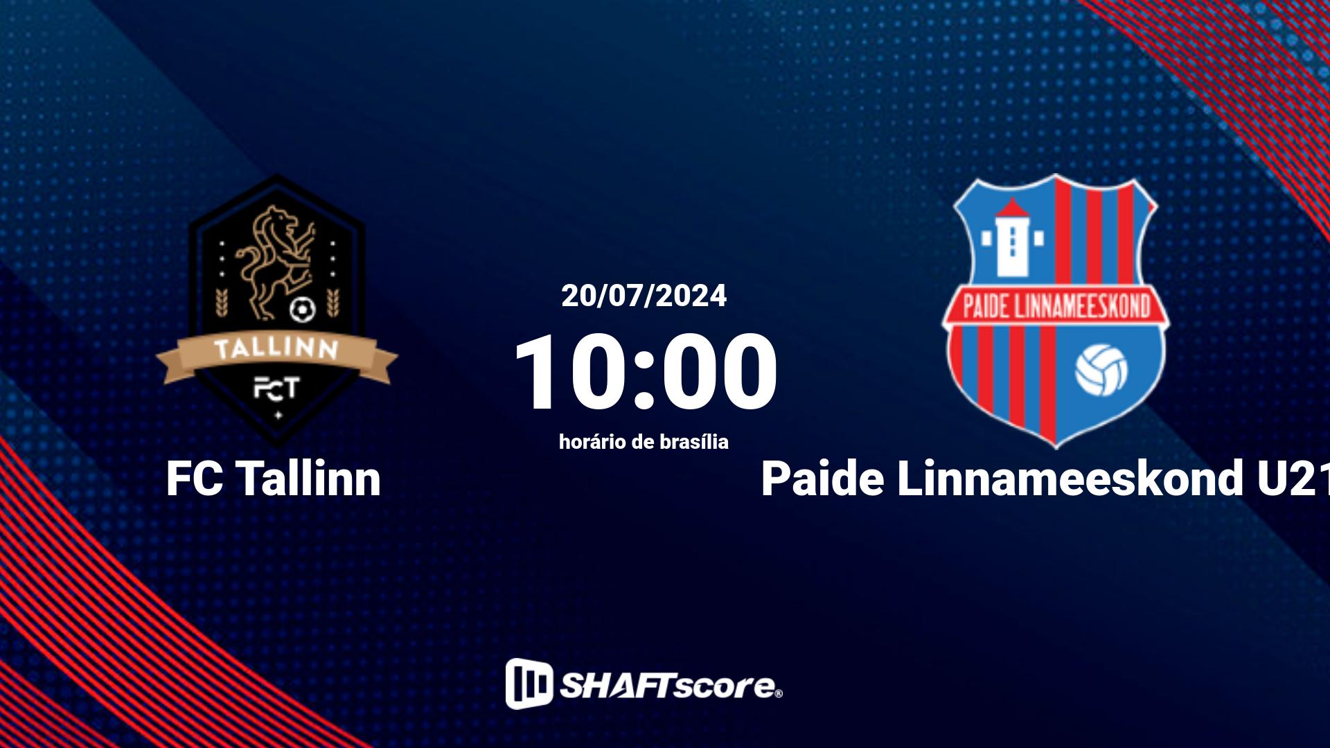 Estatísticas do jogo FC Tallinn vs Paide Linnameeskond U21 20.07 10:00