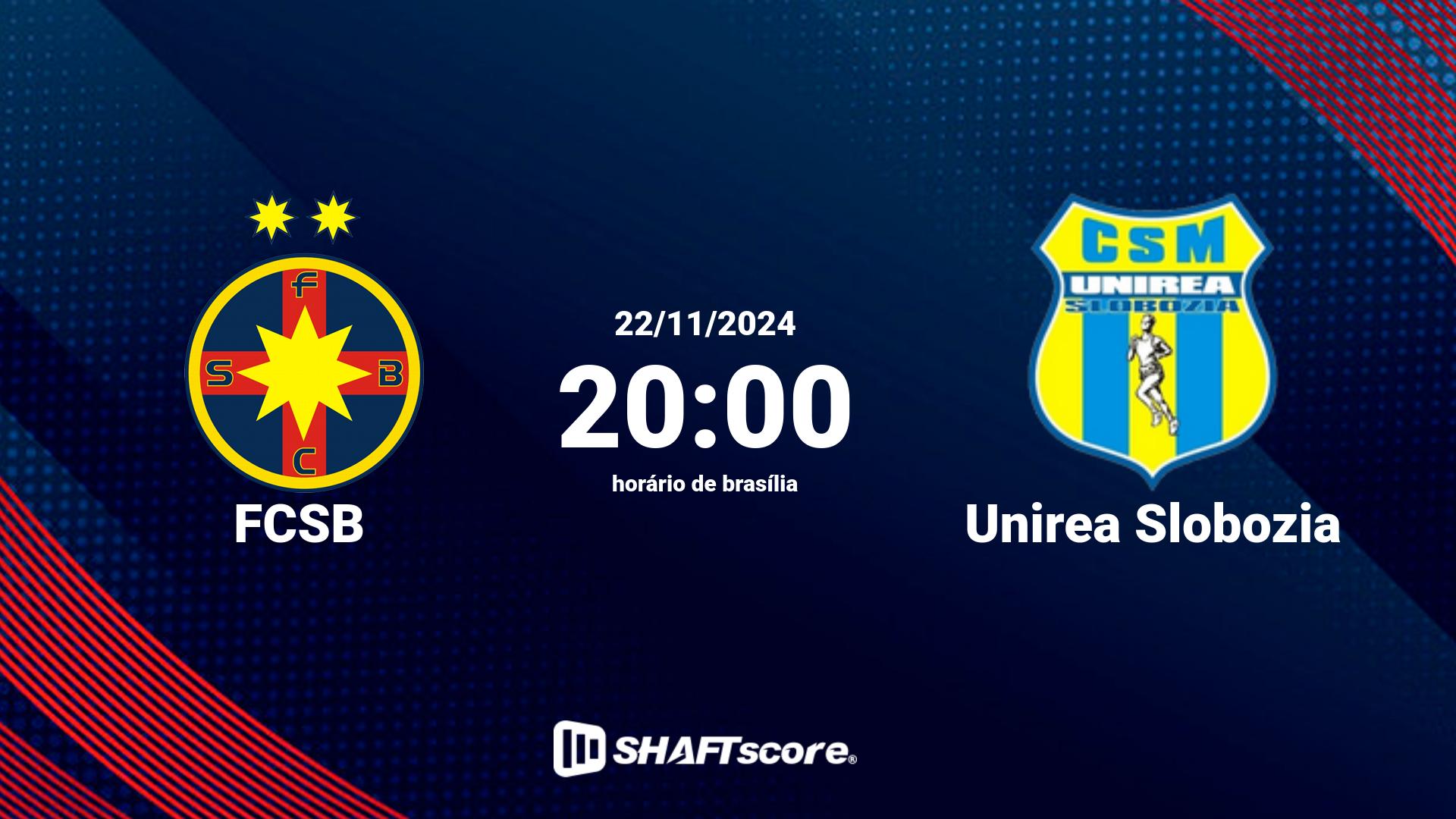 Estatísticas do jogo FCSB vs Unirea Slobozia 22.11 20:00