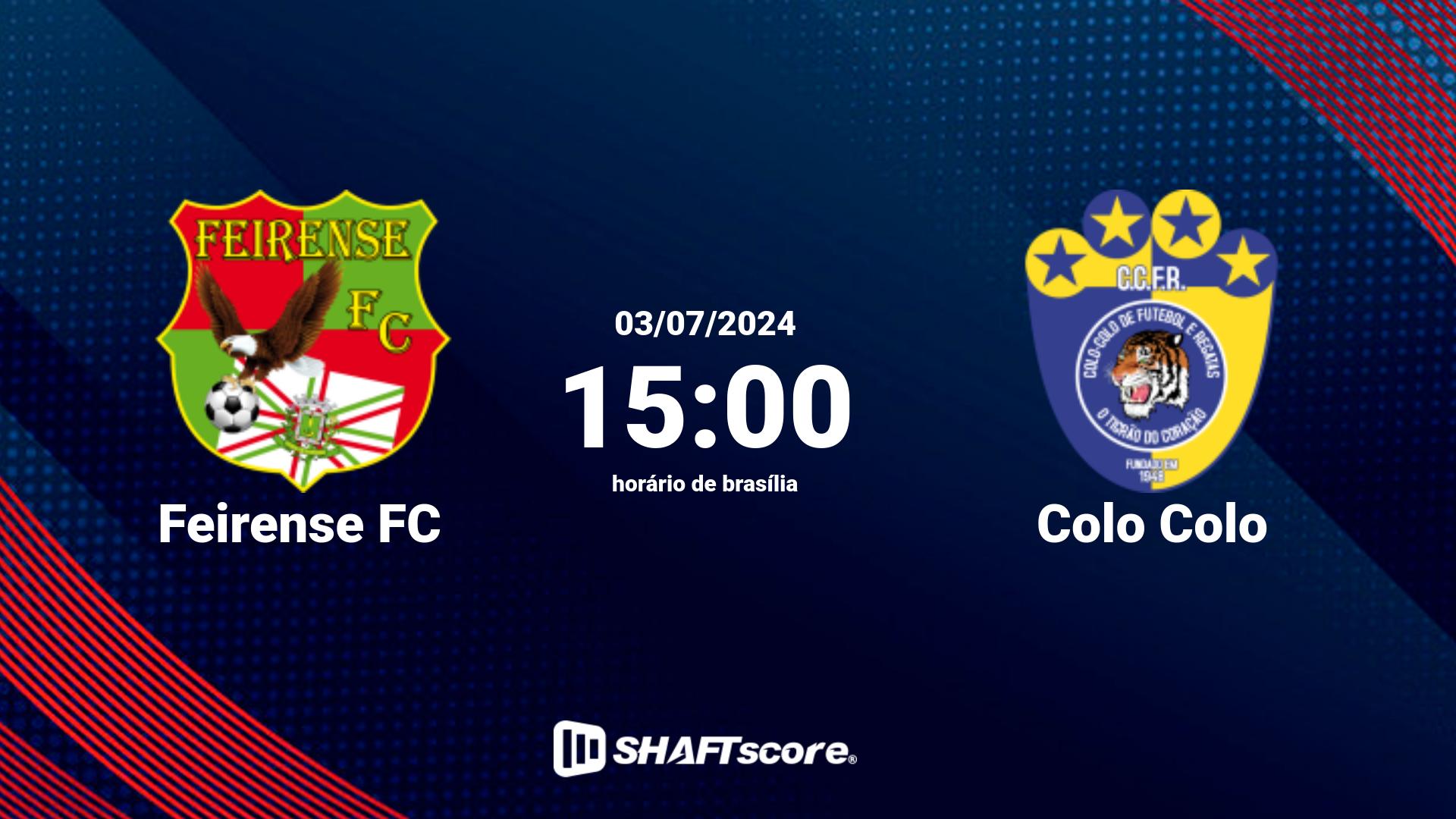 Estatísticas do jogo Feirense FC vs Colo Colo 03.07 15:00