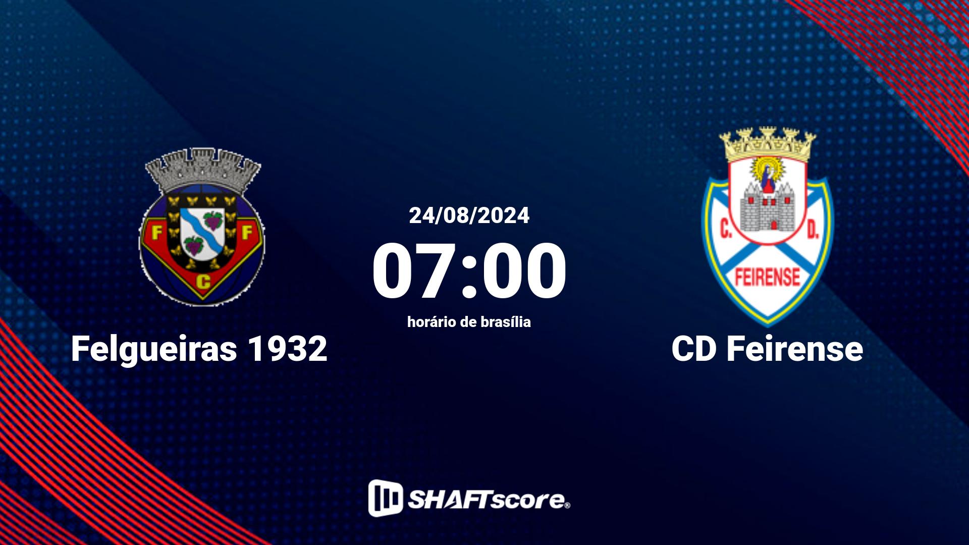 Estatísticas do jogo Felgueiras 1932 vs CD Feirense 24.08 07:00