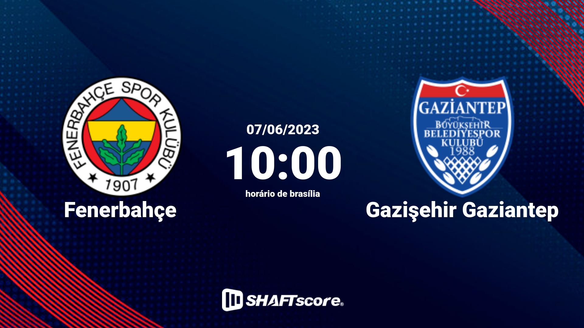 Estatísticas do jogo Fenerbahçe vs Gazişehir Gaziantep 07.06 10:00