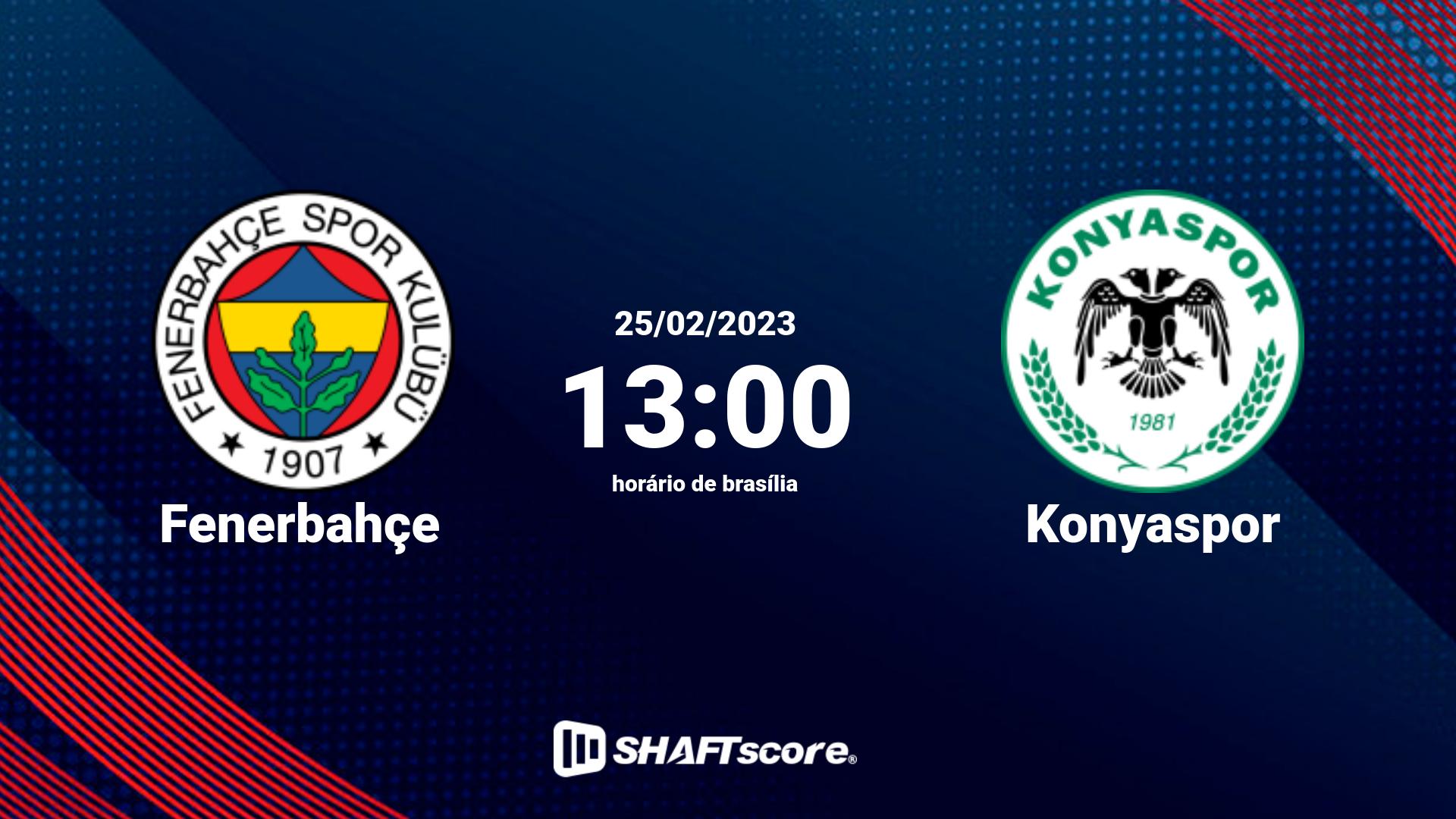 Estatísticas do jogo Fenerbahçe vs Konyaspor 25.02 13:00