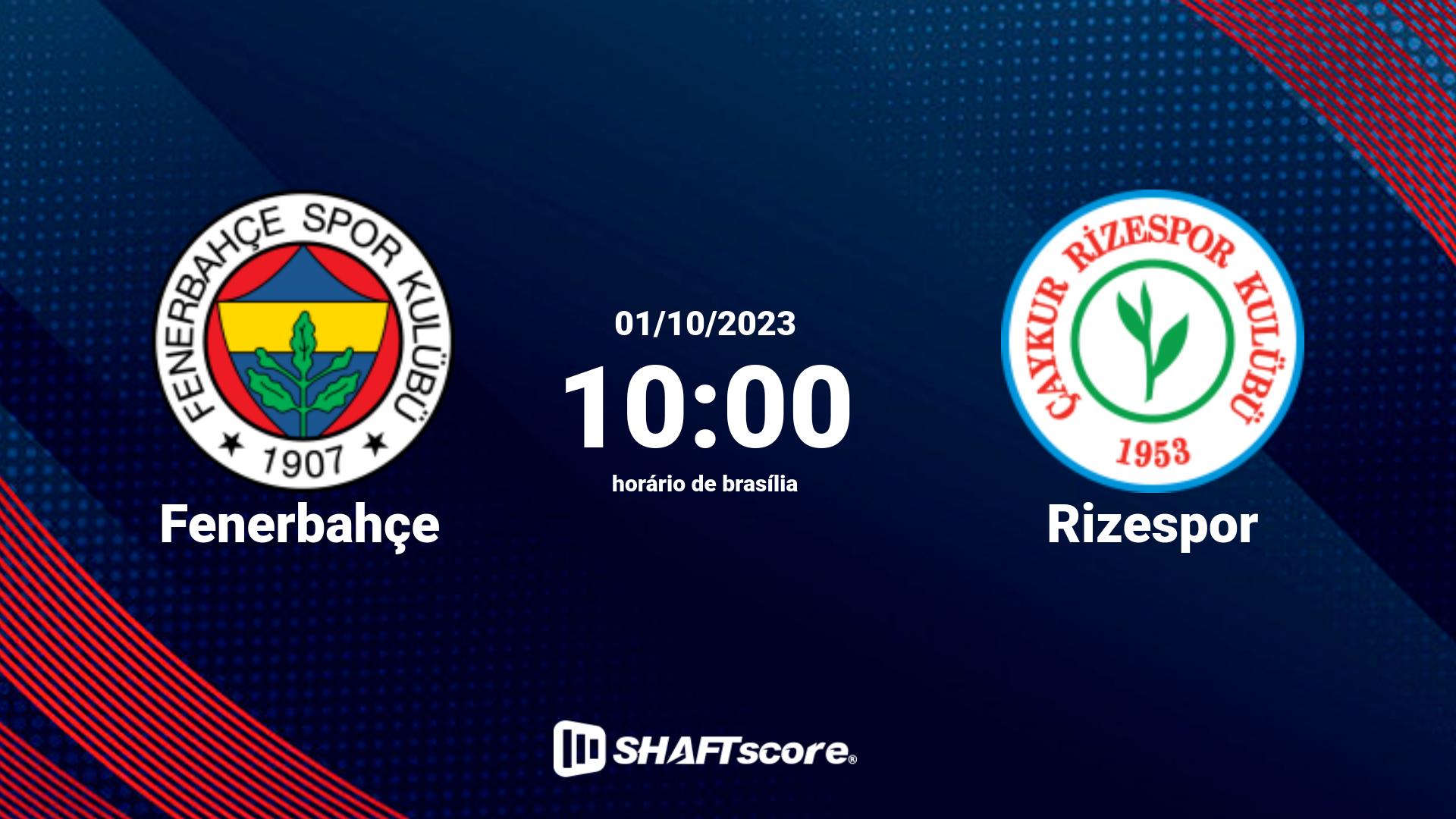 Estatísticas do jogo Fenerbahçe vs Rizespor 01.10 10:00