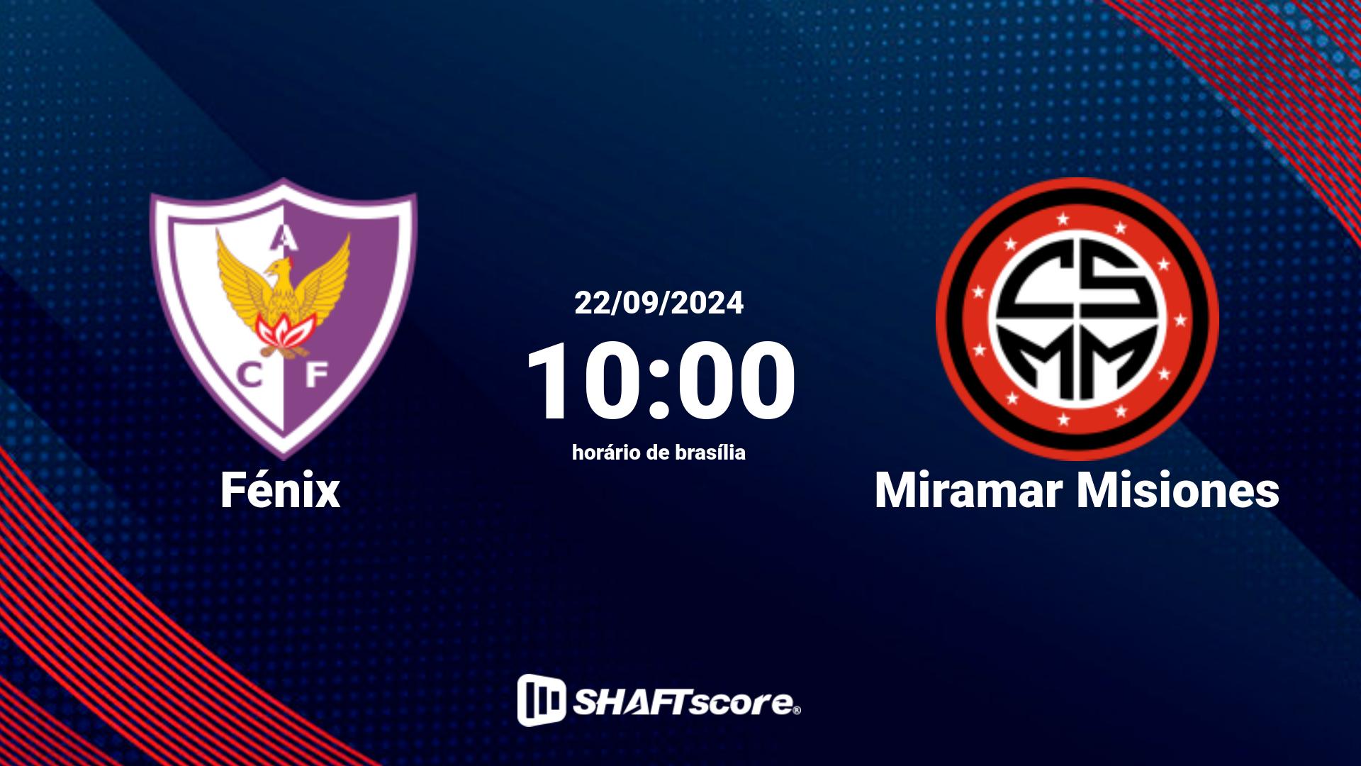 Estatísticas do jogo Fénix vs Miramar Misiones 22.09 10:00