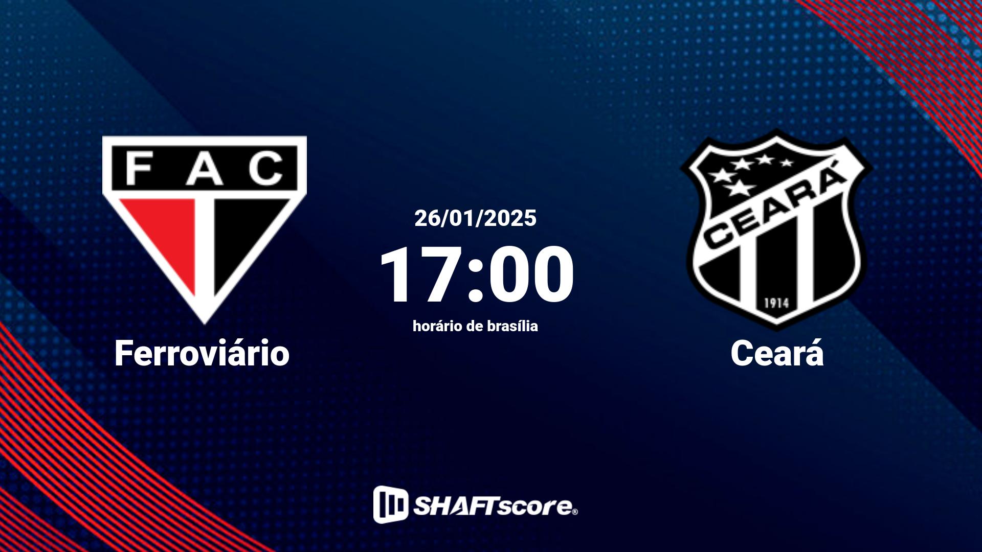 Estatísticas do jogo Ferroviário vs Ceará 26.01 17:00