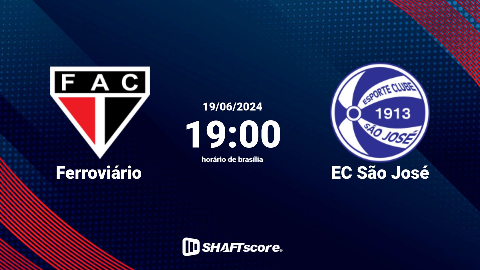 Estatísticas do jogo Ferroviário vs EC São José 19.06 19:00