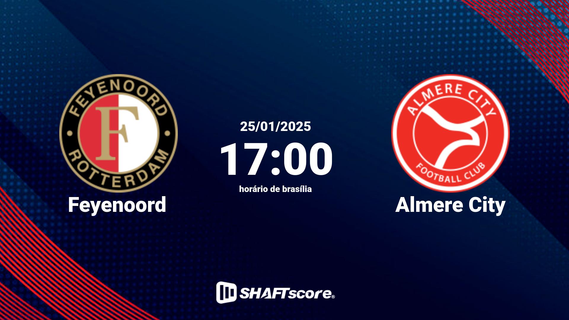 Estatísticas do jogo Feyenoord vs Almere City 25.01 17:00