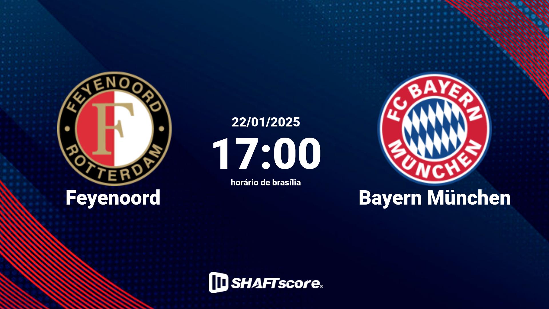 Estatísticas do jogo Feyenoord vs Bayern München 22.01 17:00