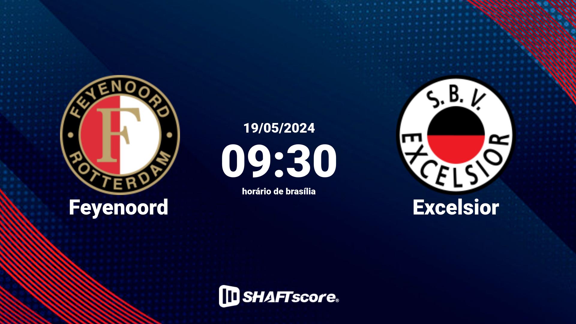 Estatísticas do jogo Feyenoord vs Excelsior 19.05 09:30