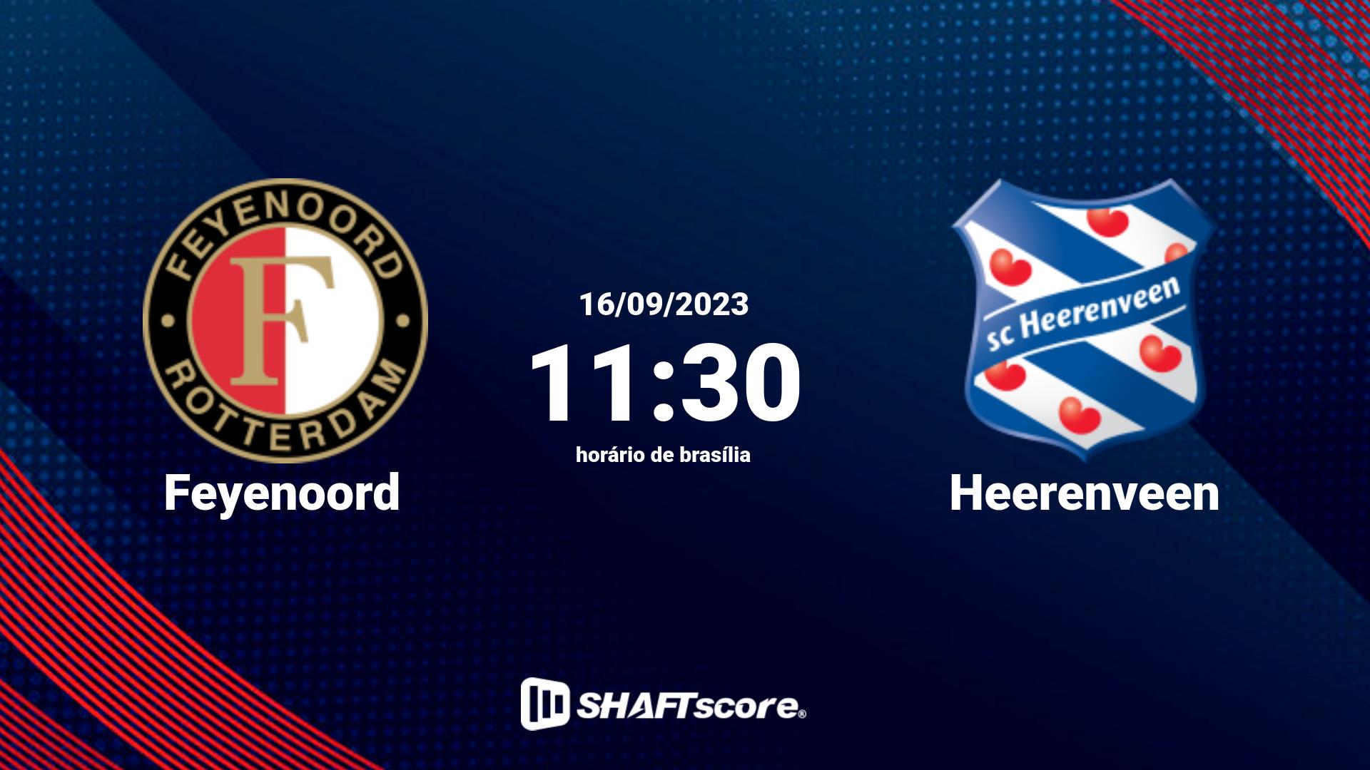 Estatísticas do jogo Feyenoord vs Heerenveen 16.09 11:30