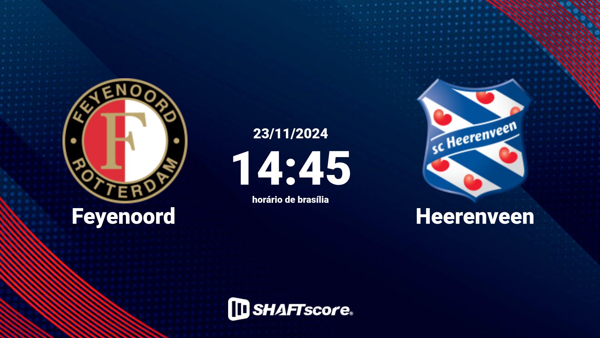 Estatísticas do jogo Feyenoord vs Heerenveen 23.11 14:45