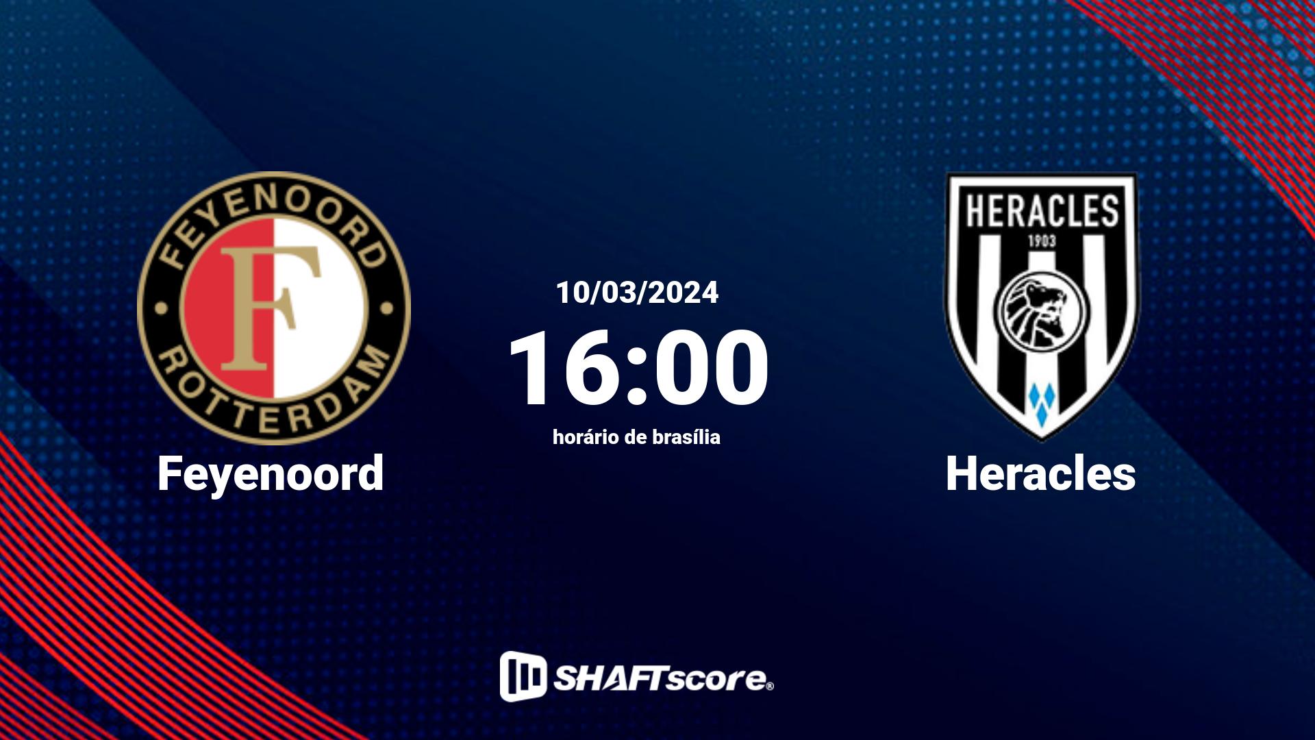 Estatísticas do jogo Feyenoord vs Heracles 10.03 16:00