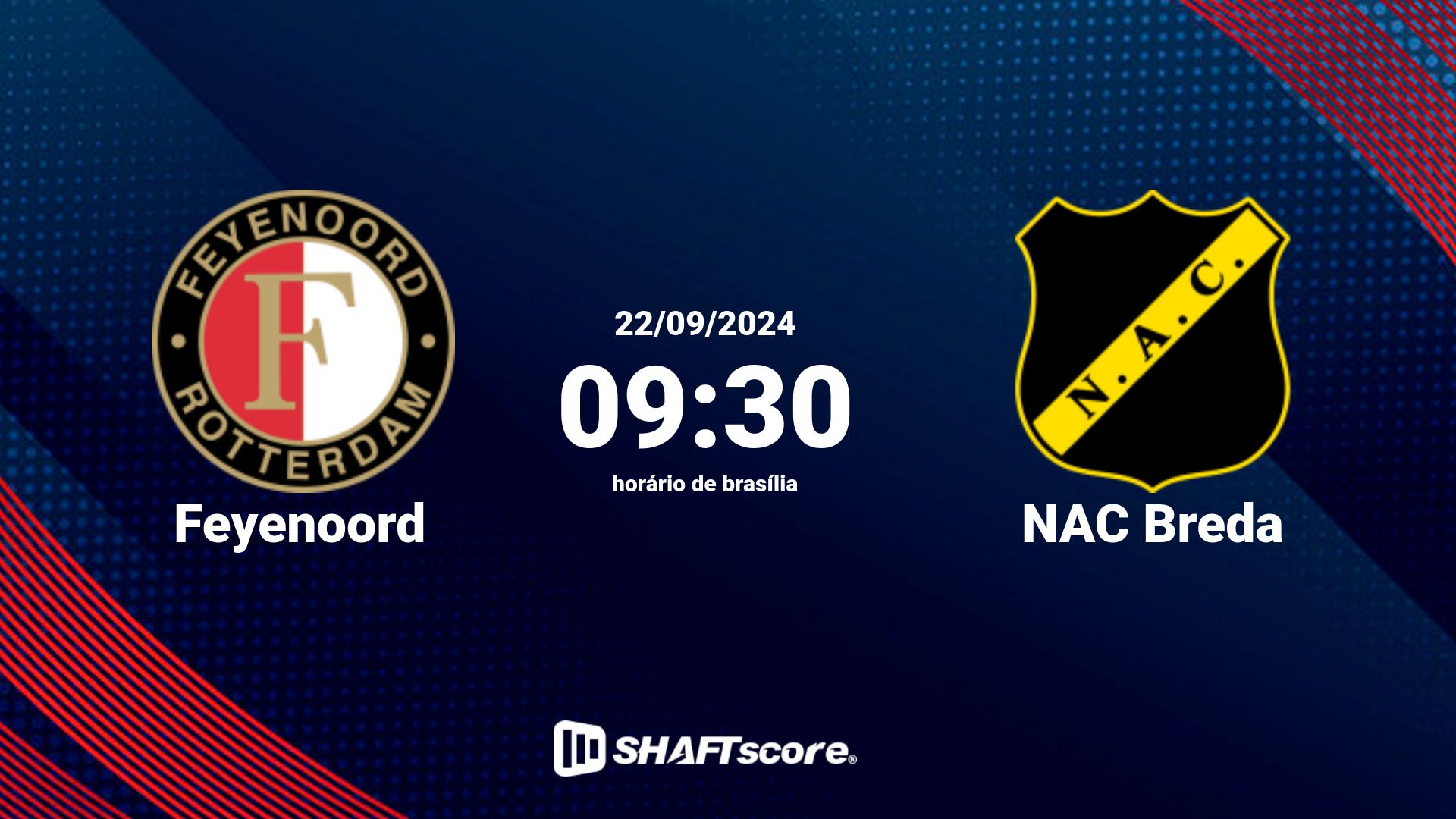 Estatísticas do jogo Feyenoord vs NAC Breda 22.09 09:30