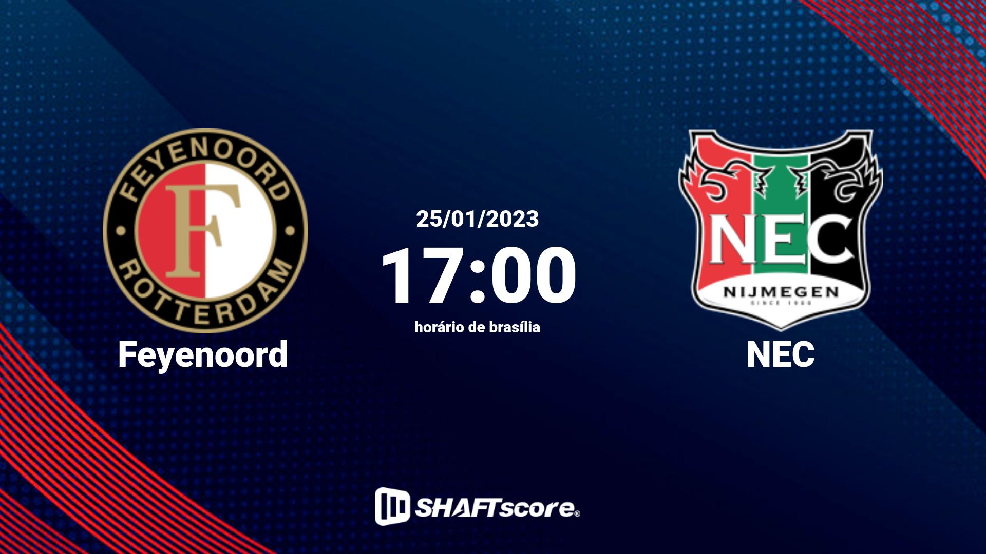 Estatísticas do jogo Feyenoord vs NEC 25.01 17:00