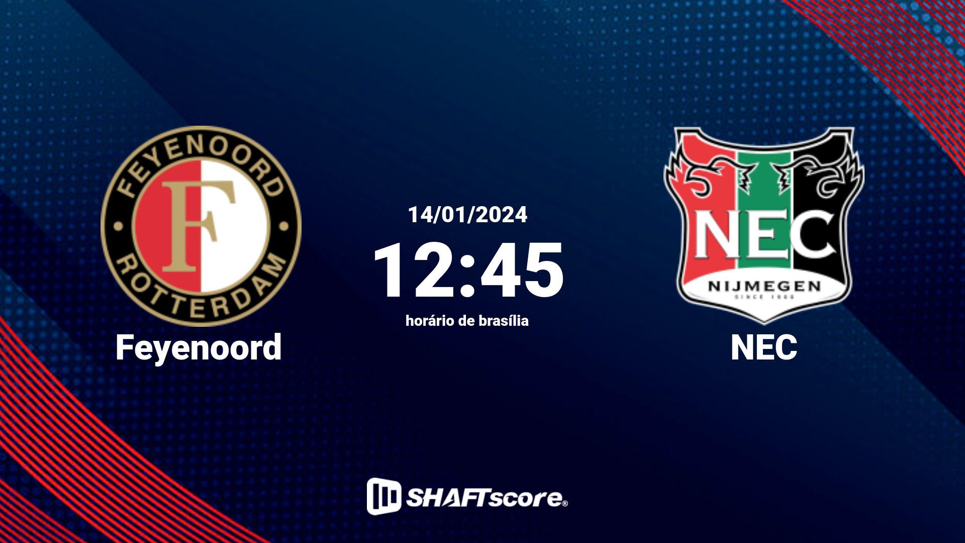 Estatísticas do jogo Feyenoord vs NEC 14.01 12:45