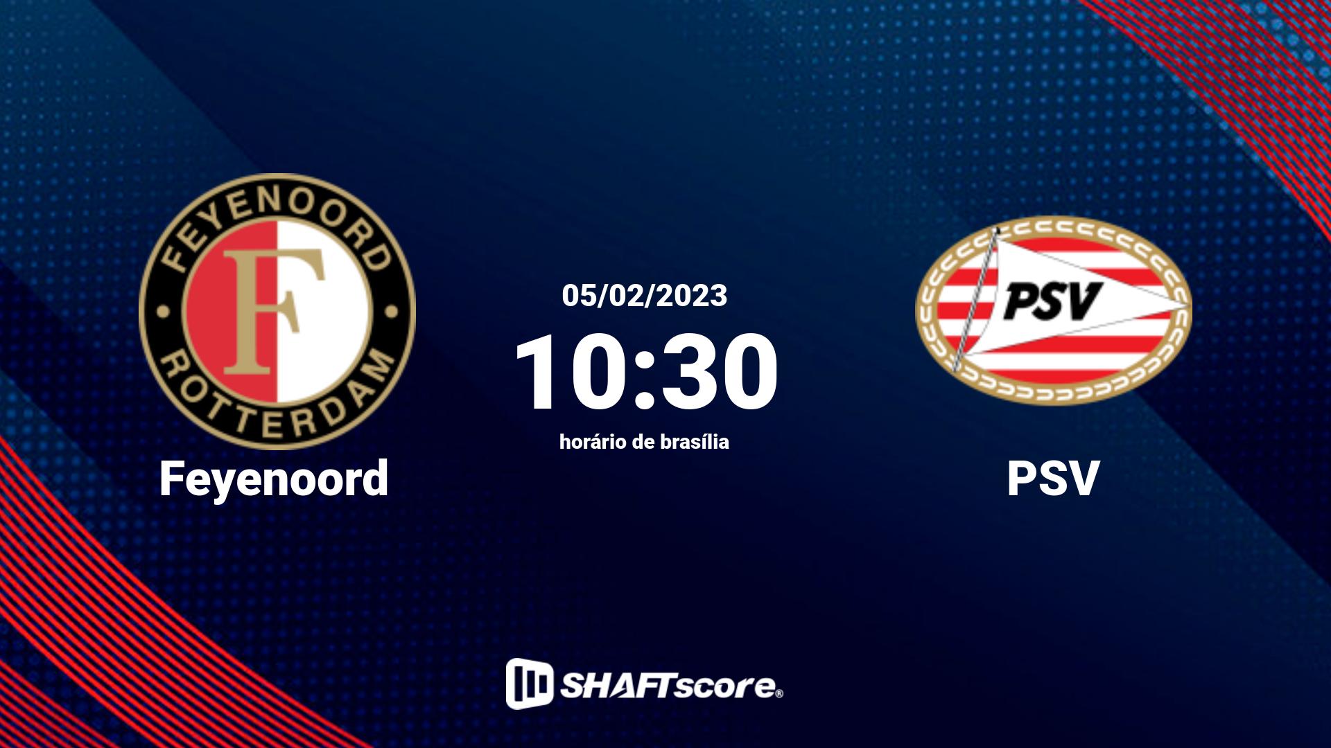 Estatísticas do jogo Feyenoord vs PSV 05.02 10:30