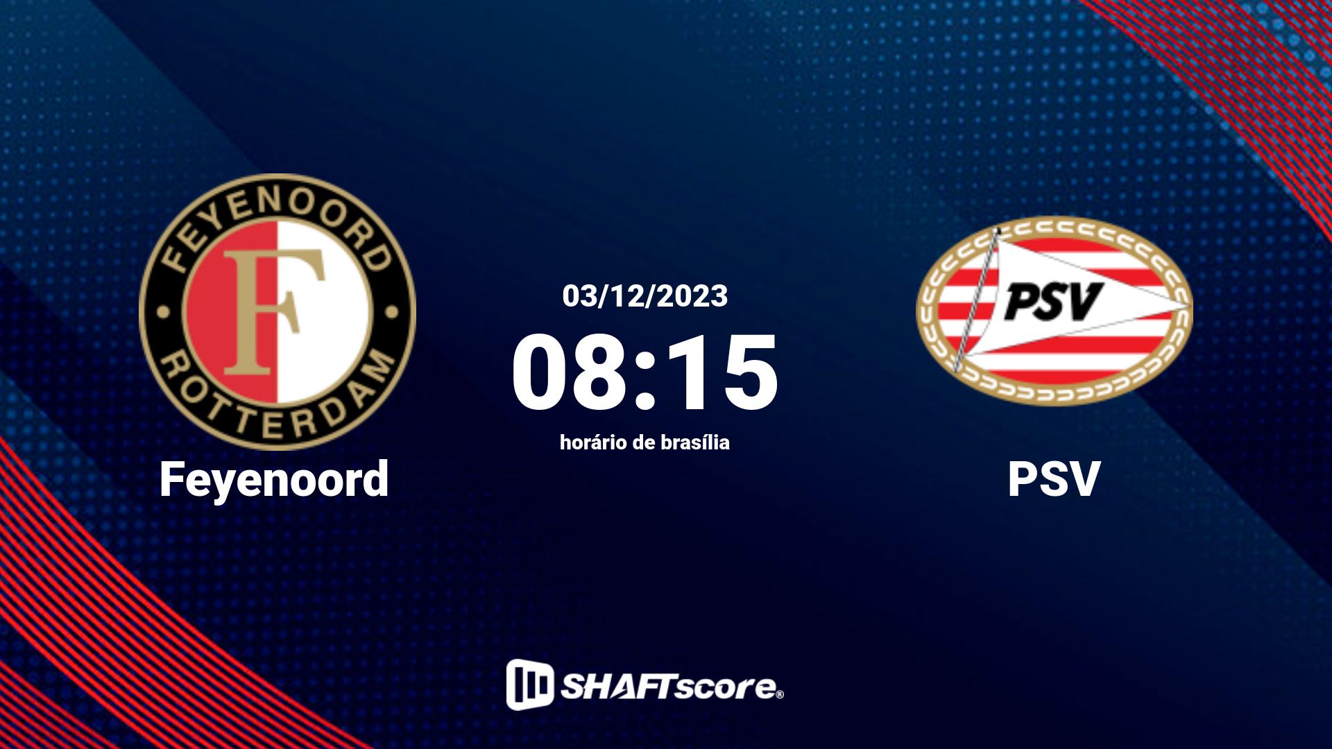 Estatísticas do jogo Feyenoord vs PSV 03.12 08:15