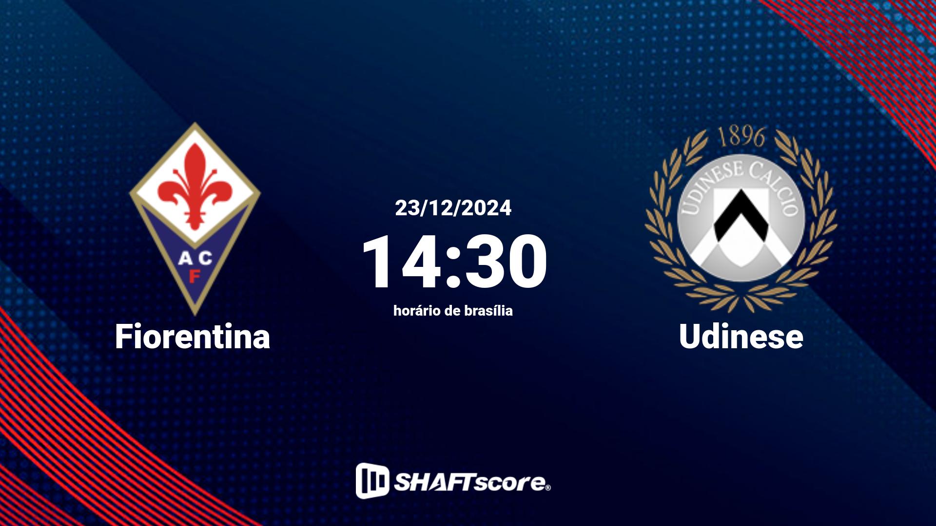 Estatísticas do jogo Fiorentina vs Udinese 23.12 14:30