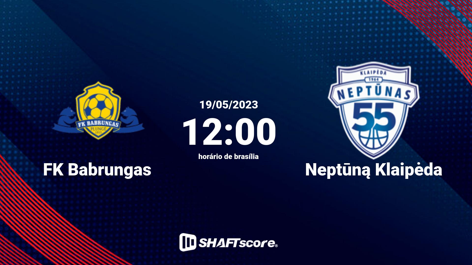 Estatísticas do jogo FK Babrungas vs Neptūną Klaipėda 19.05 12:00