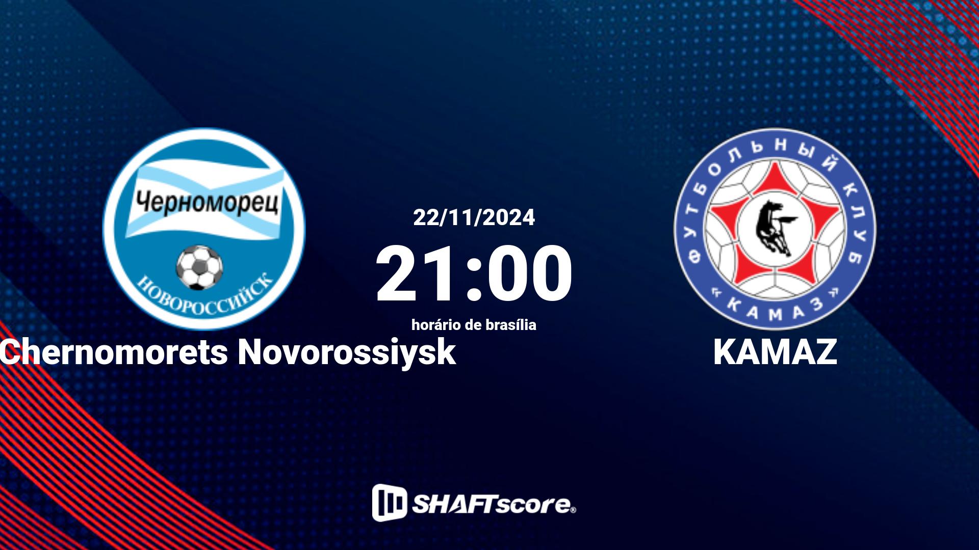 Estatísticas do jogo FK Chernomorets Novorossiysk vs KAMAZ 22.11 21:00