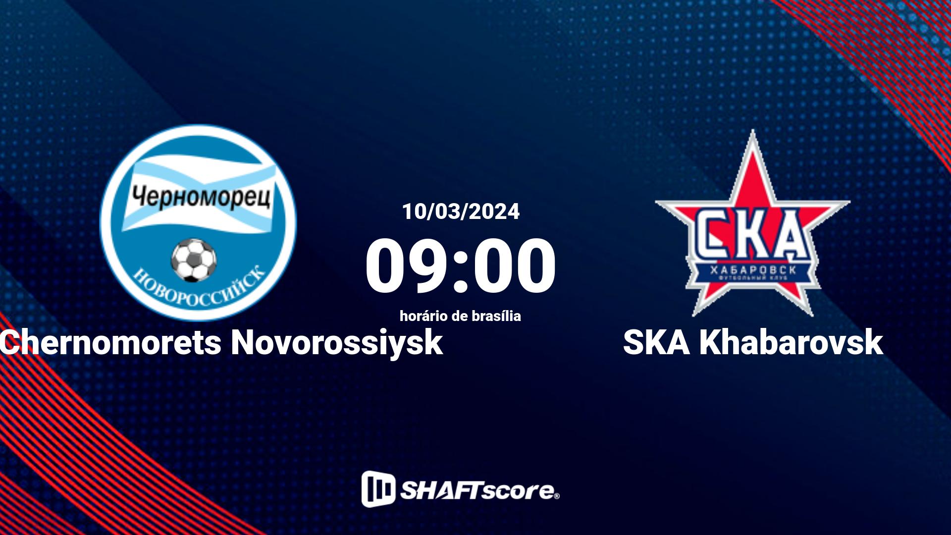 Estatísticas do jogo FK Chernomorets Novorossiysk vs SKA Khabarovsk 10.03 09:00