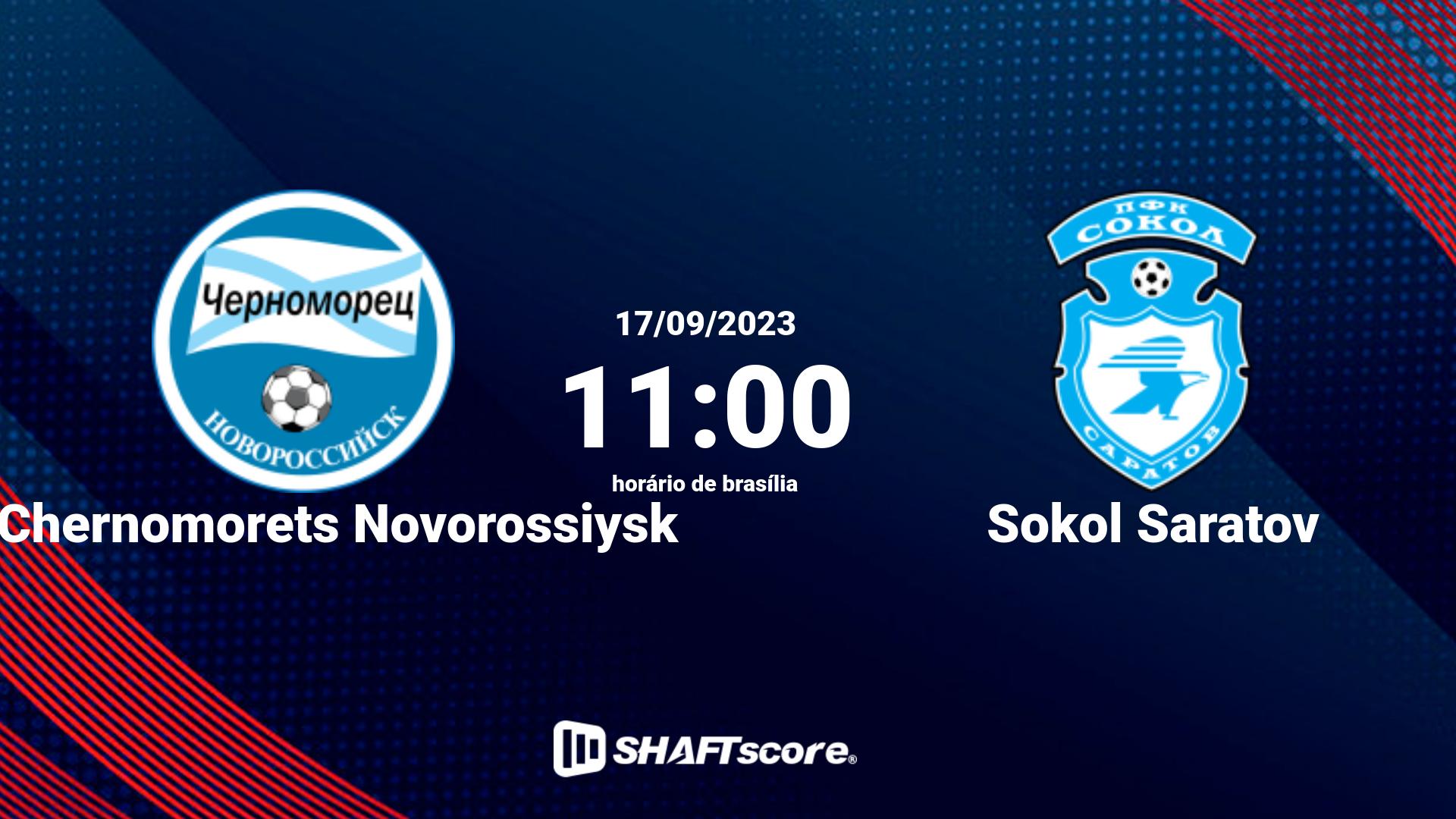 Estatísticas do jogo FK Chernomorets Novorossiysk vs Sokol Saratov 17.09 11:00