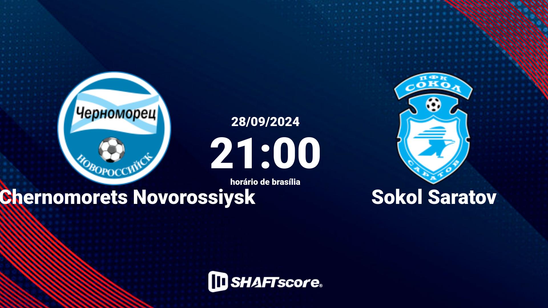 Estatísticas do jogo FK Chernomorets Novorossiysk vs Sokol Saratov 28.09 21:00