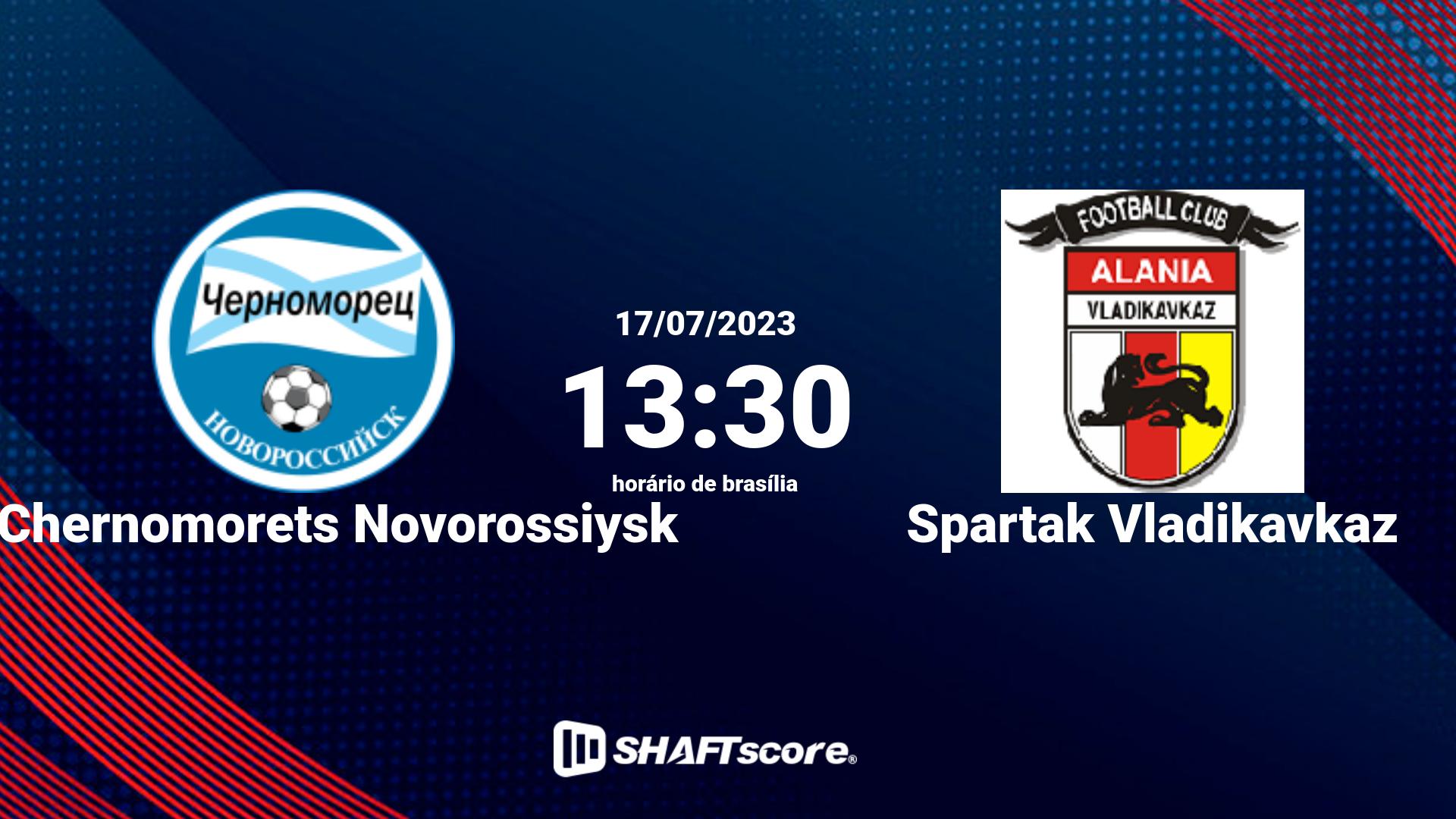 Estatísticas do jogo FK Chernomorets Novorossiysk vs Spartak Vladikavkaz 17.07 13:30