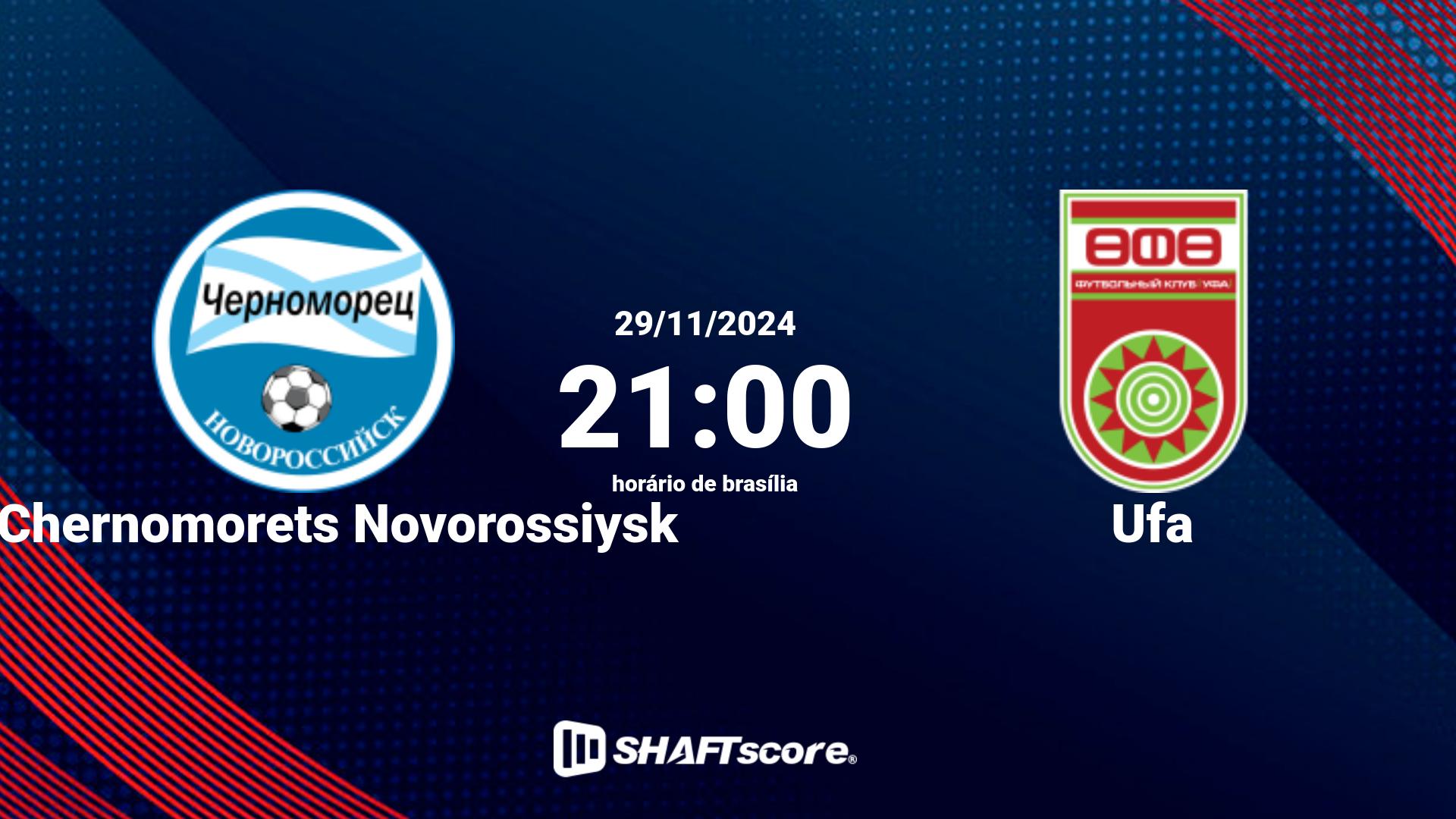 Estatísticas do jogo FK Chernomorets Novorossiysk vs Ufa 29.11 21:00