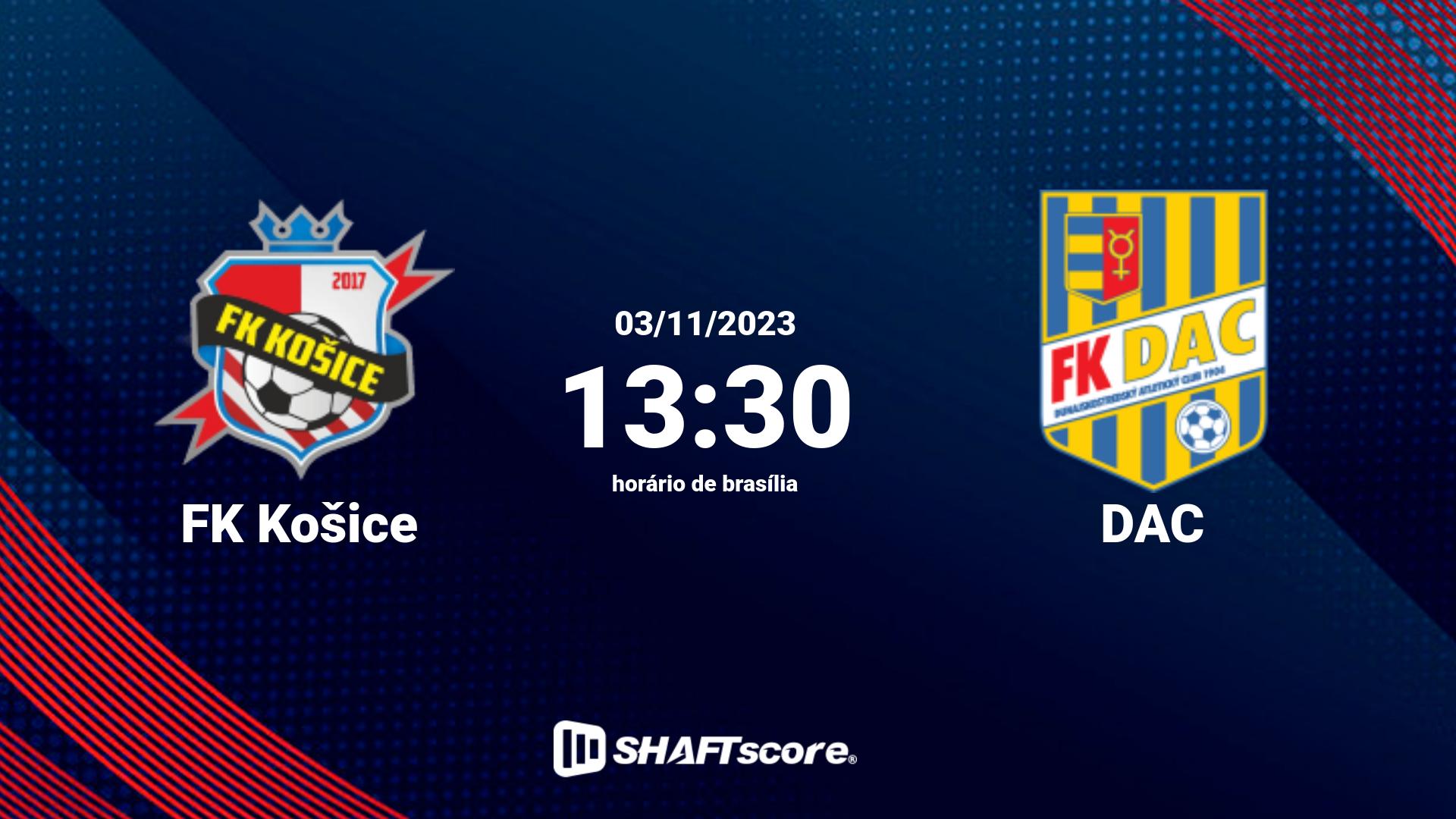 Estatísticas do jogo FK Košice vs DAC 03.11 13:30