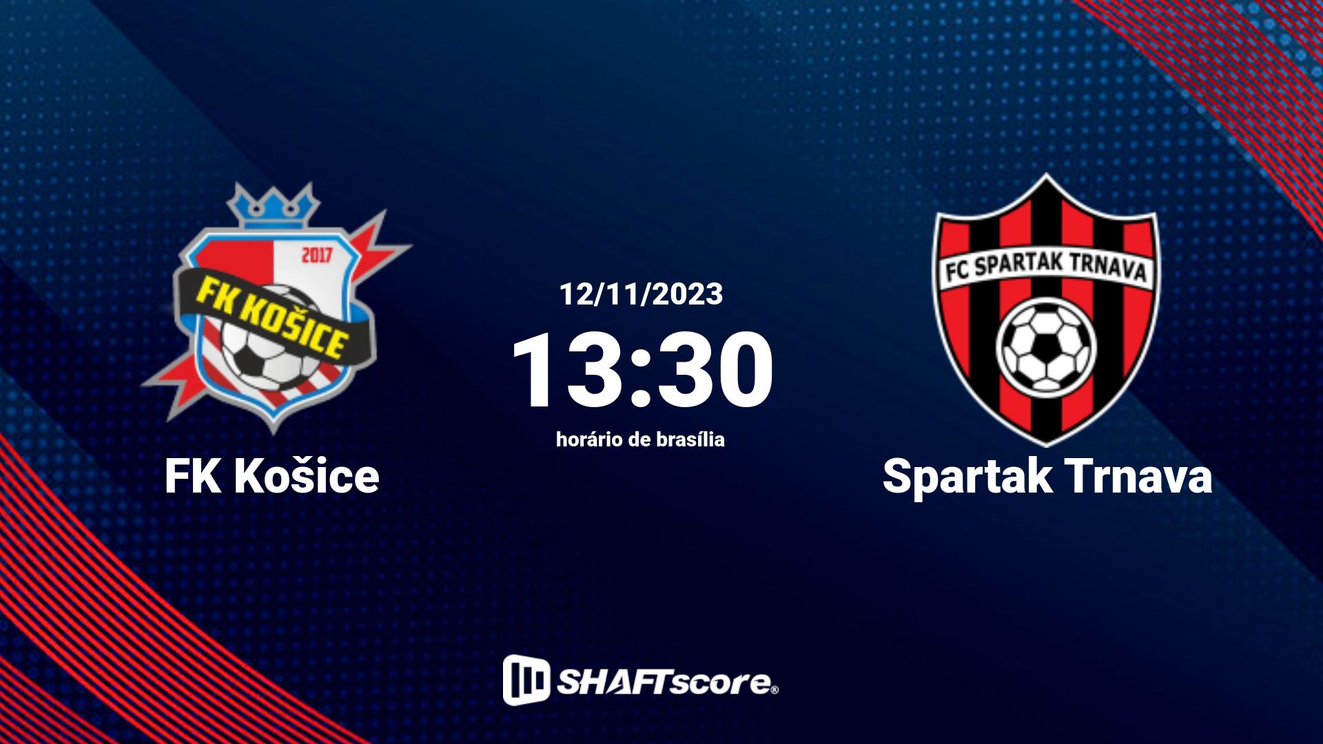 Estatísticas do jogo FK Košice vs Spartak Trnava 12.11 13:30