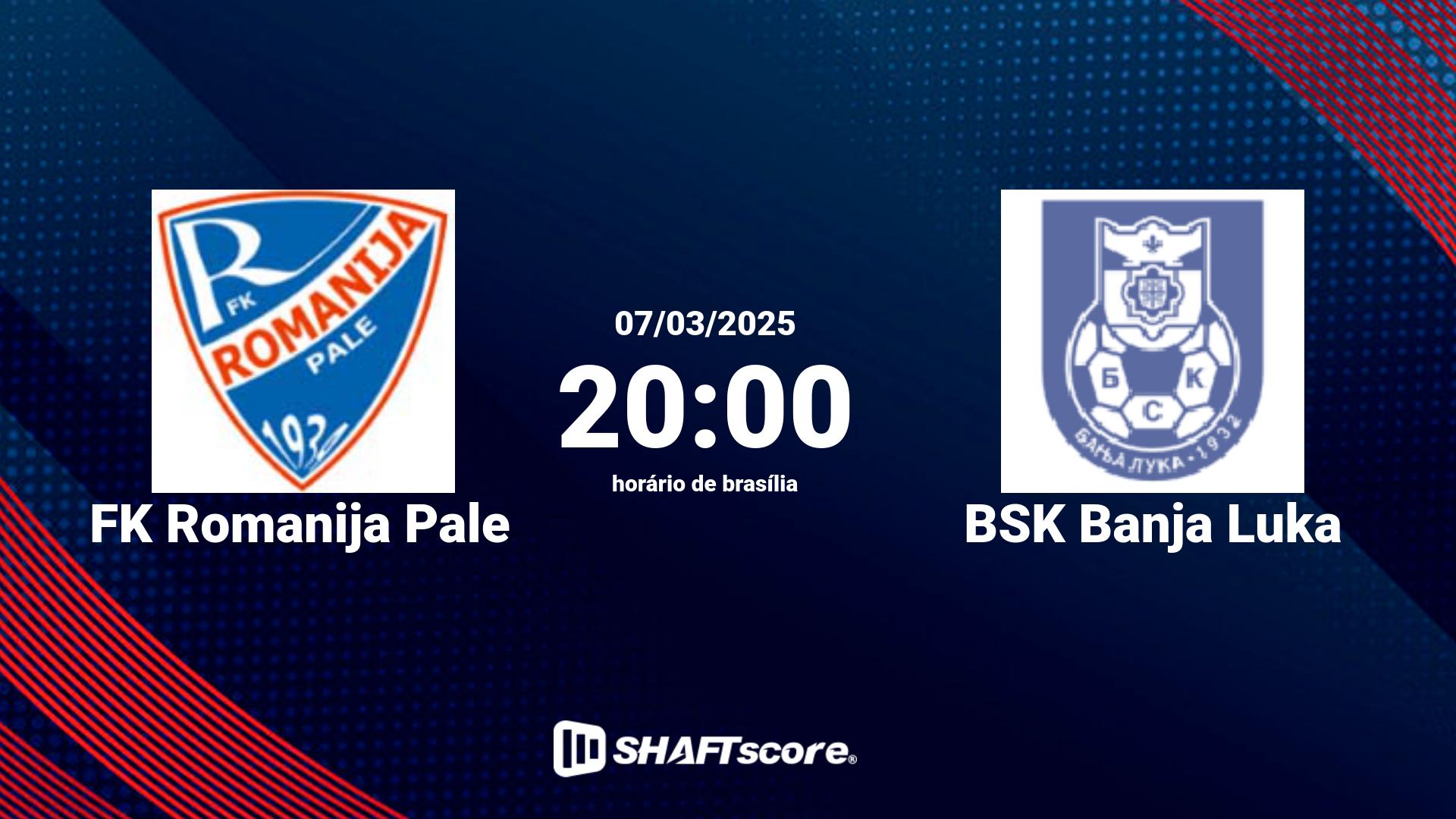 Estatísticas do jogo FK Romanija Pale vs BSK Banja Luka 07.03 20:00