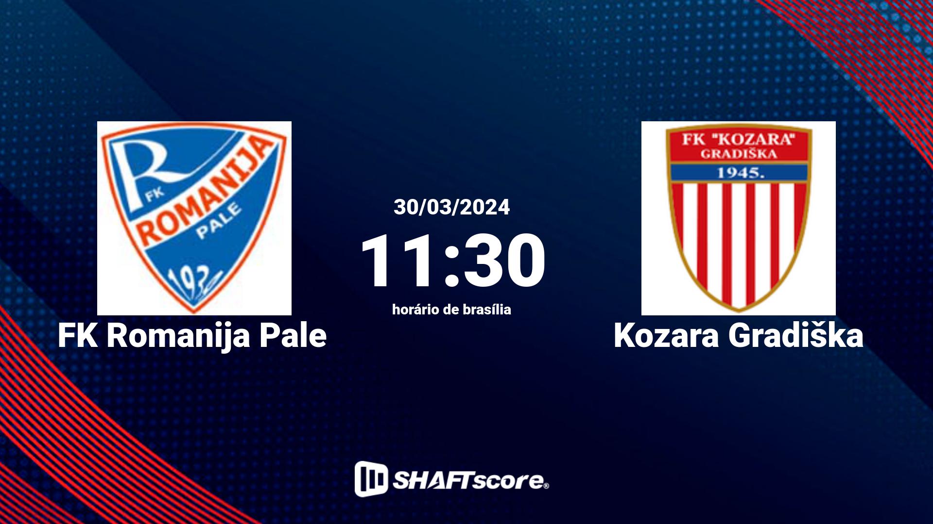 Estatísticas do jogo FK Romanija Pale vs Kozara Gradiška 30.03 11:30