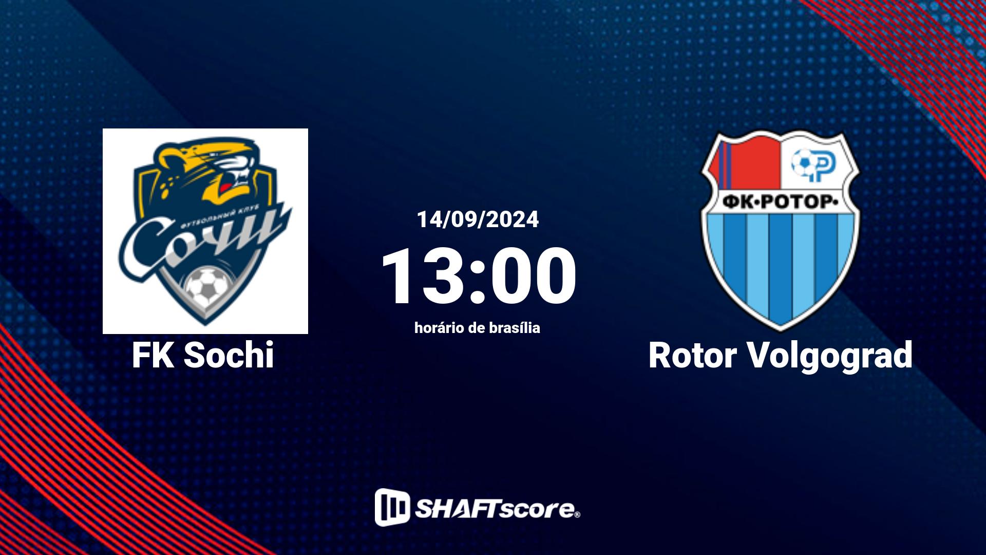 Estatísticas do jogo FK Sochi vs Rotor Volgograd 14.09 13:00