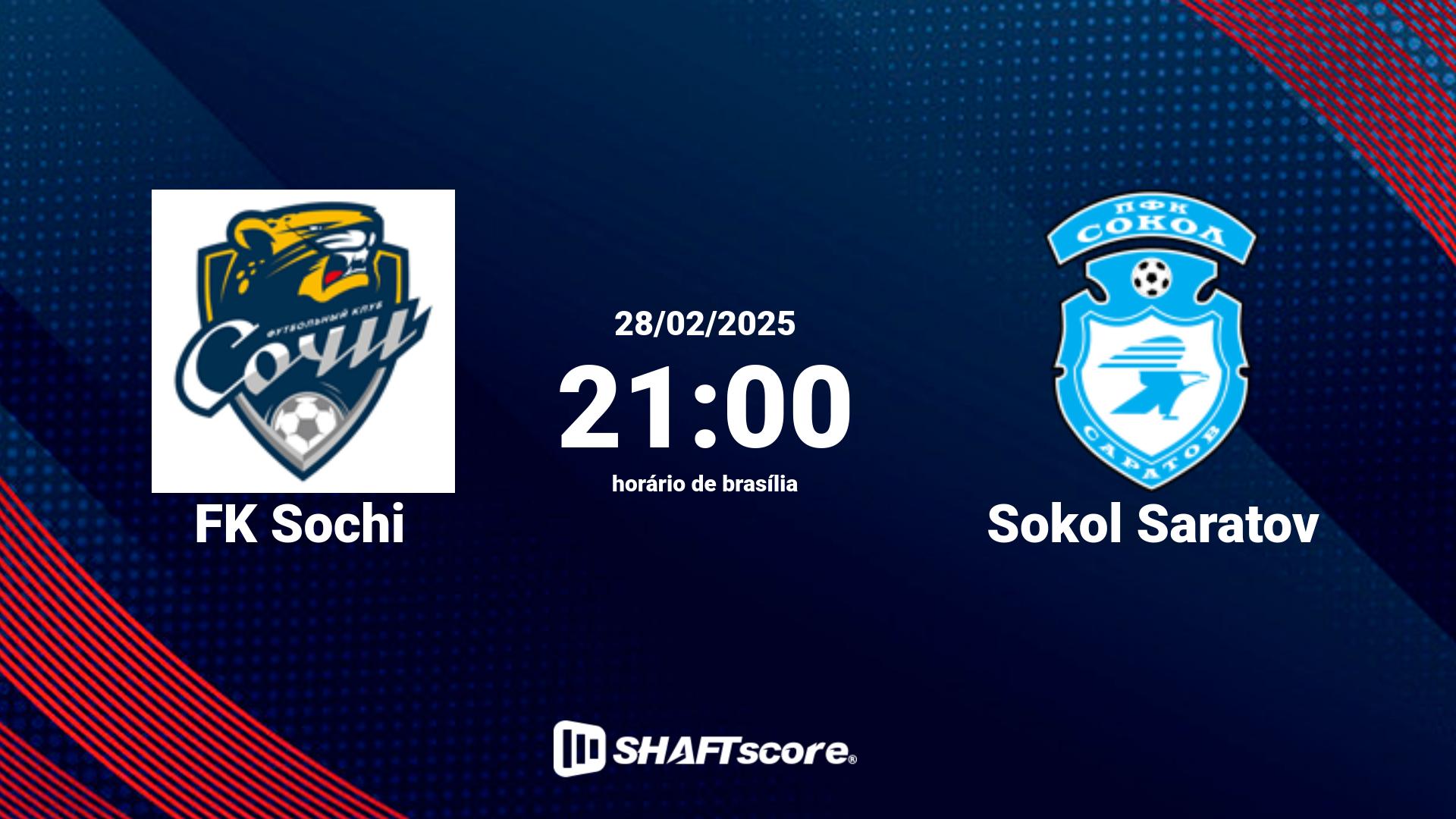 Estatísticas do jogo FK Sochi vs Sokol Saratov 28.02 21:00