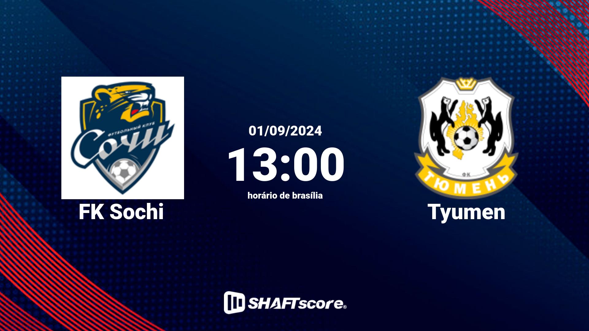 Estatísticas do jogo FK Sochi vs Tyumen 01.09 13:00